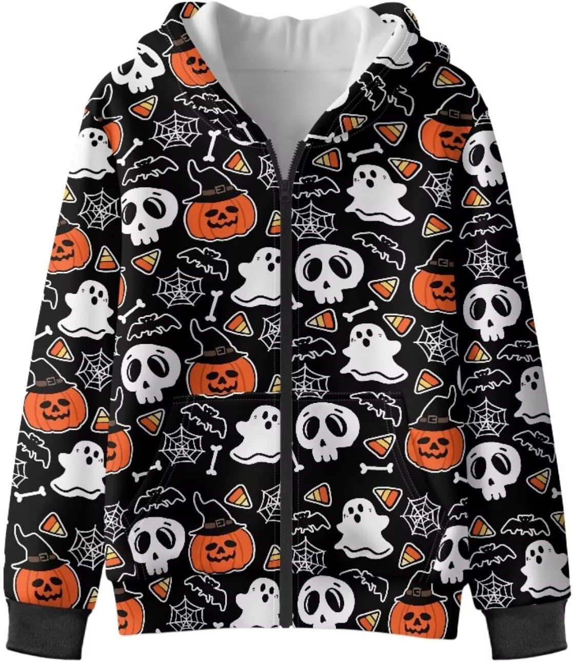 Girl's Full Zipper Hoodies, Fleece Hoodies with Long Sleeve, Hooded Sweatshirt Casual Jacket for Child