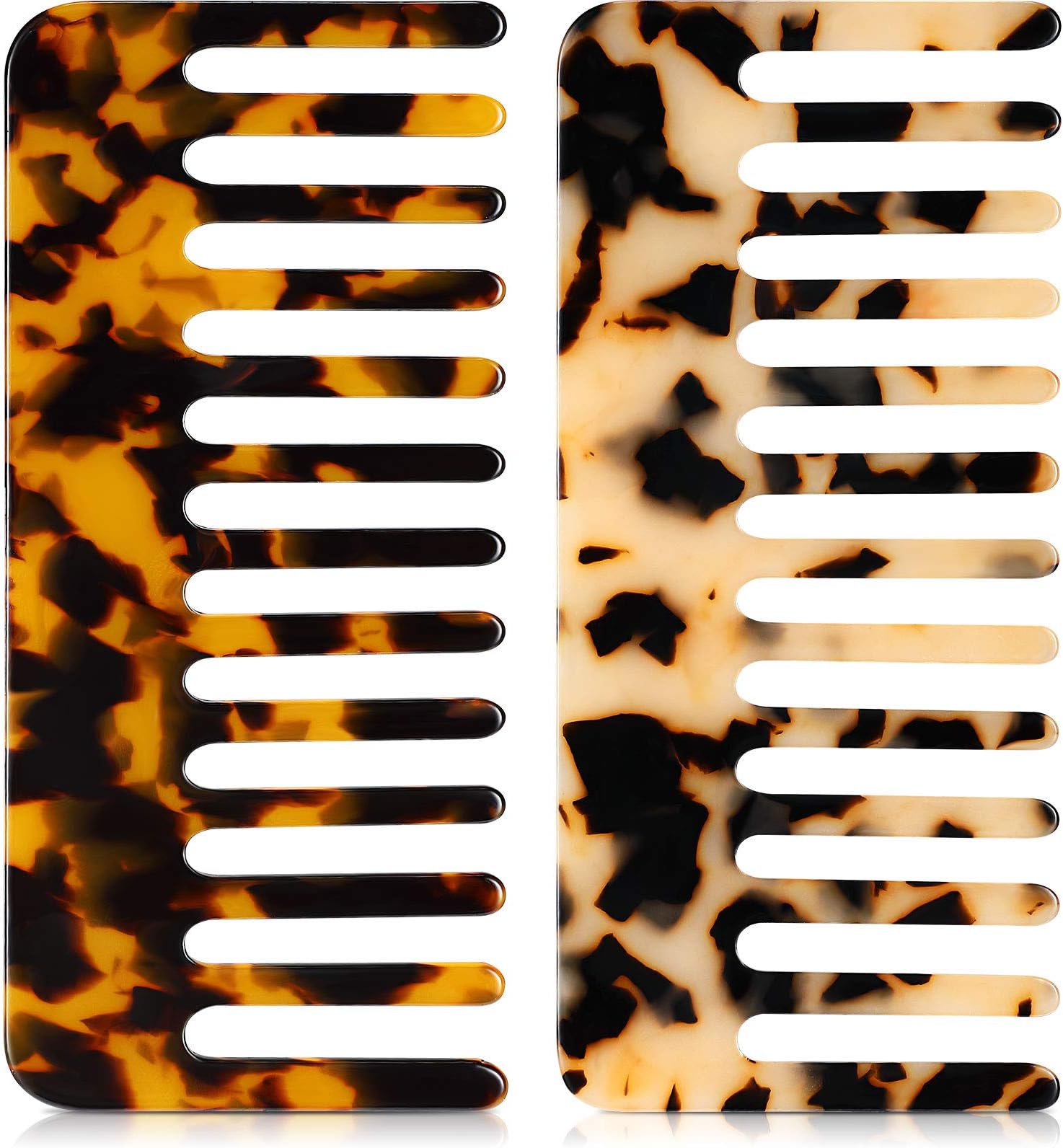 Large Hair Detangling Comb Wide Tooth Comb for Curly Hair Wet Dry Hair, No Handle Detangler Comb Styling Shampoo Comb (Tortoiseshell, Light Tortoiseshell)