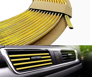 Kaber Egypt 2020 Car Decor for Sedans, Trucks, SUVs - Chrome Car Air Conditioner Outlet Trim Strip Waterproof Bendable - 5 Meters - Gold