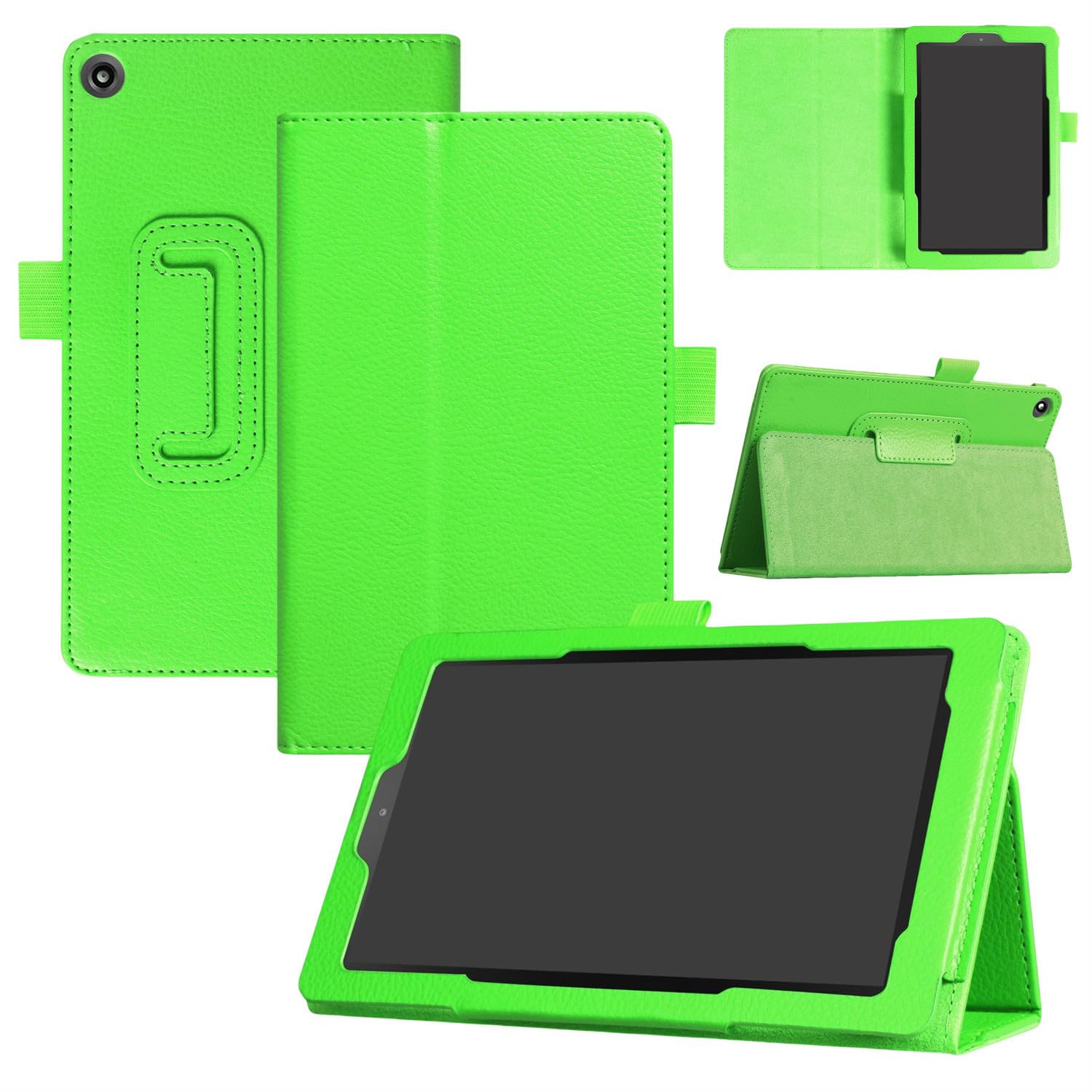 QiaogleTablet Case for Amazon Fire HD 10 2015/2017/2019 - [HXA05] Green Solid Color Business Leather Case Flip Case Protective Cover with Holder Stand