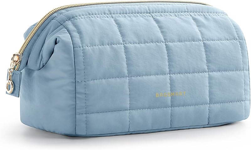 Necessaire de maquiagem BAGSMART com zíper de abertura ampla, Sky Blue