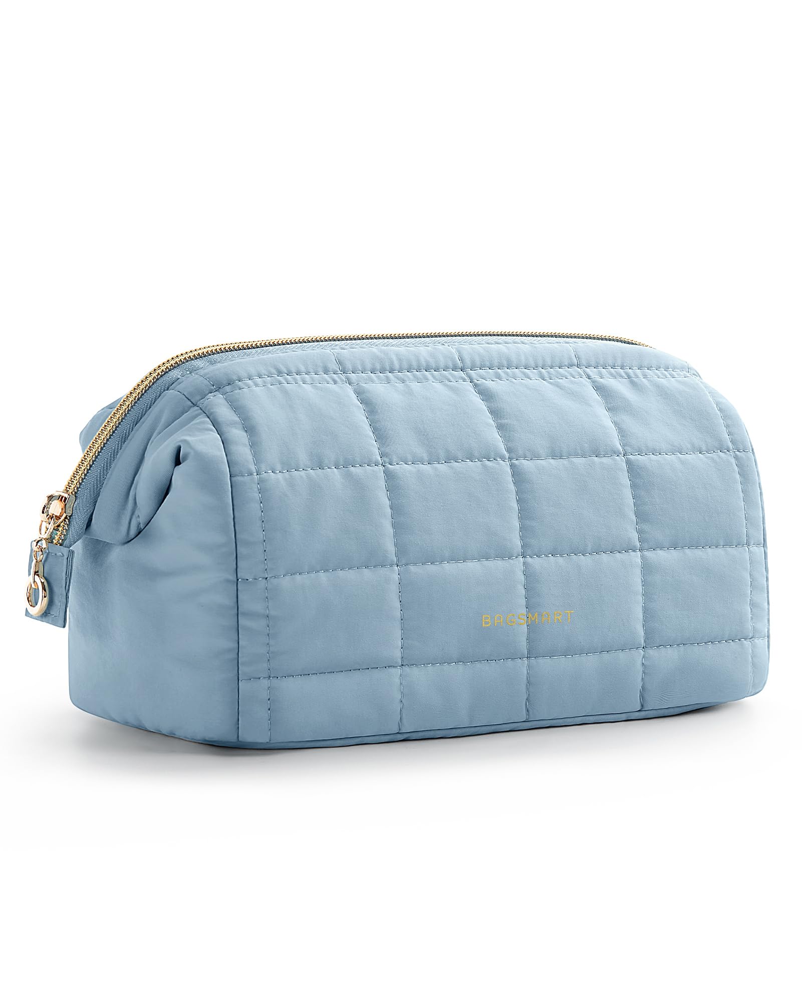 BAGSMART Makeup Bag Travel Toiletry Bag, Wide-open Zipper Pouch, Sky Blue