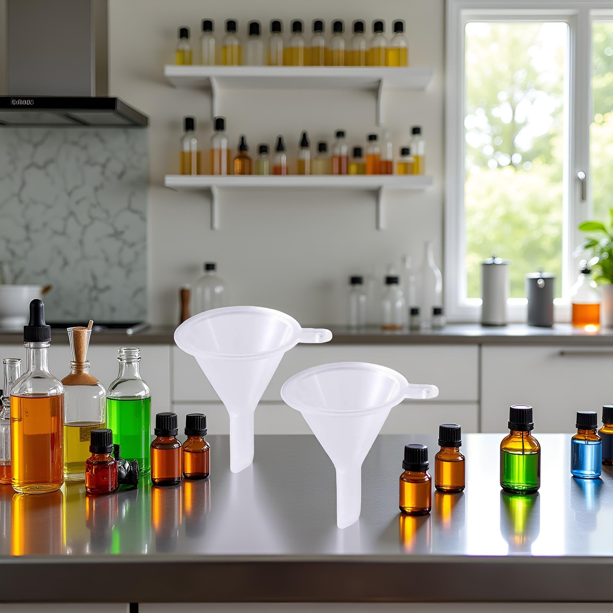 2 Pcs Mini Clear Plastic Funnel for Bottling Cosmetics, Liquids, and Oil Filling, Small Funnel for Easy Transfer of Essential Oils and Perfumes Specialty Tools