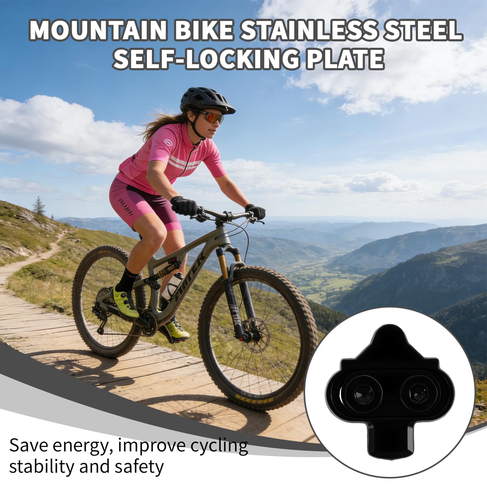 Zapatas para bicicleta compatibles con Shimano SPD SH51, tacos SPD con placas antideslizantes, adecuadas para zapatos de ciclismo de montaña, con llave de apriete, fijación de 2 agujeros