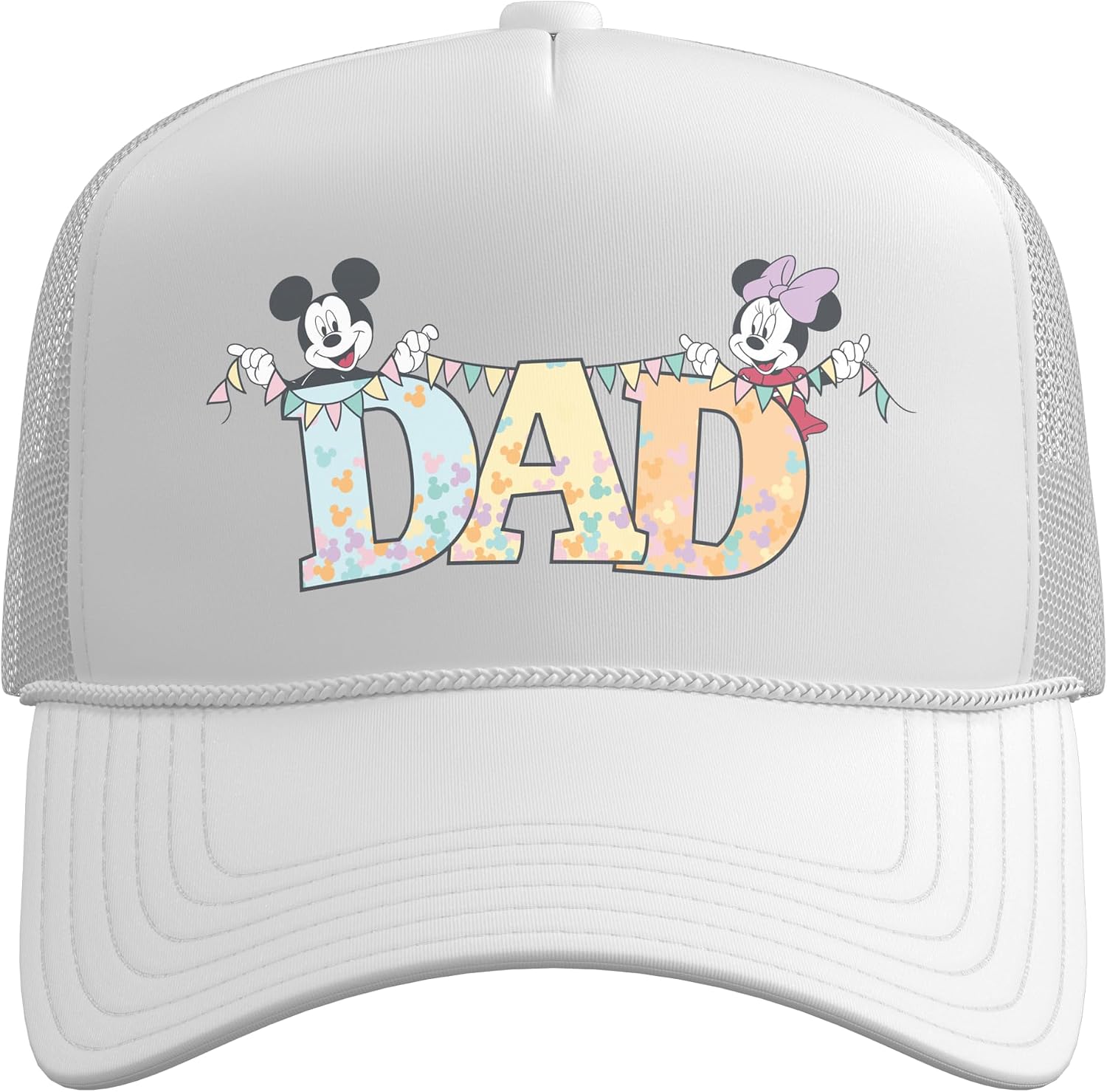 Disney Dad Mickey & Minnie Pastel Letters Family Disney Trip Trucker Hat with Adjustable Mesh Back image 2