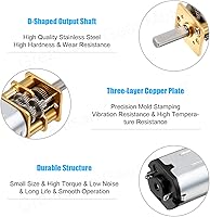 Vista 2 de Greartisan DC 6V 1500RPM N20 Motor de reducción de velocidad de alto par con motor de caja de engranajes de metal para juguetes RC de bricolaje