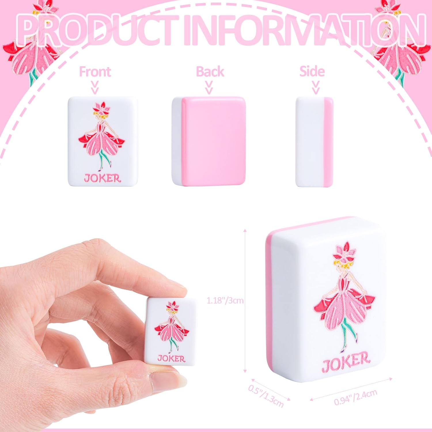 2026 American Mahjong Tile Set, 160 Pink Engraved Melamine Mahjong Tiles with Mahjong Tiles Bag and Mahjong Accessories