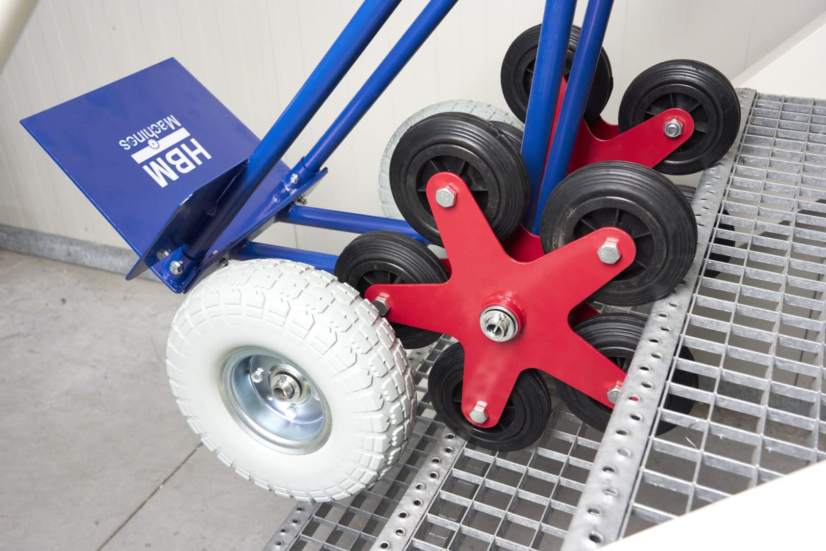 Schwerlast-Sackkarre 300 kg - Sackkarre Transportkarre Transport-Stapelkarre Große Räder, klappbar Treppensackkarre - Treppensteiger aus Stahl mit 5 Sternförmigen Rädern