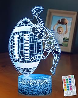 Football Gifts for Boys, 3D Night Light Illusion Lamp, 16 Colors Remote & Timer, Cool Touchdown Sports Football Room Decor, Ideal Birthday Christmas Gift Idea