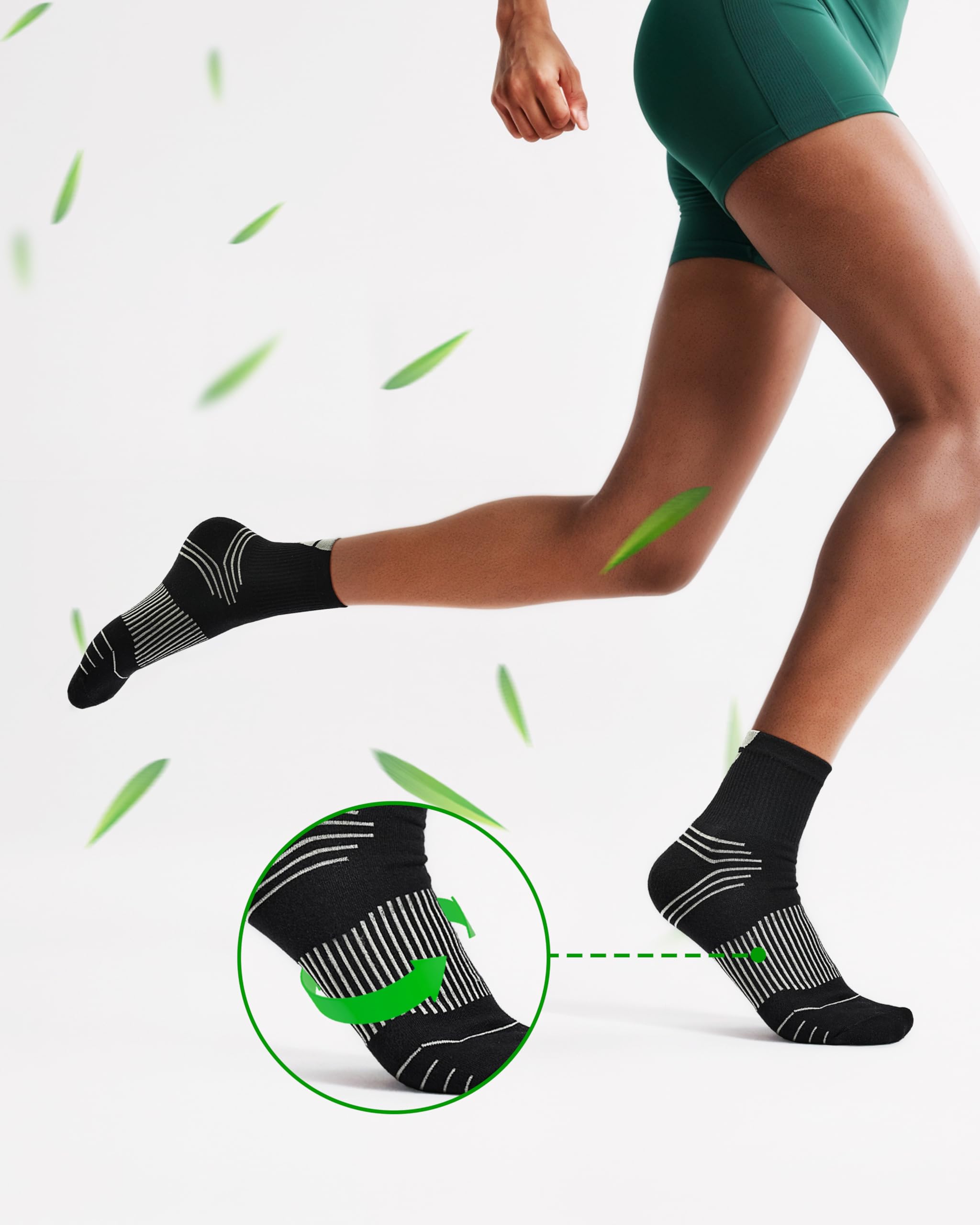 Jeasona 5 paia di calzini a compressione da donna con supporto alla caviglia senza cuciture in bambù calzini da donna 6-9 supporto per fascite plantare per sport escursionismo, corsa, volo