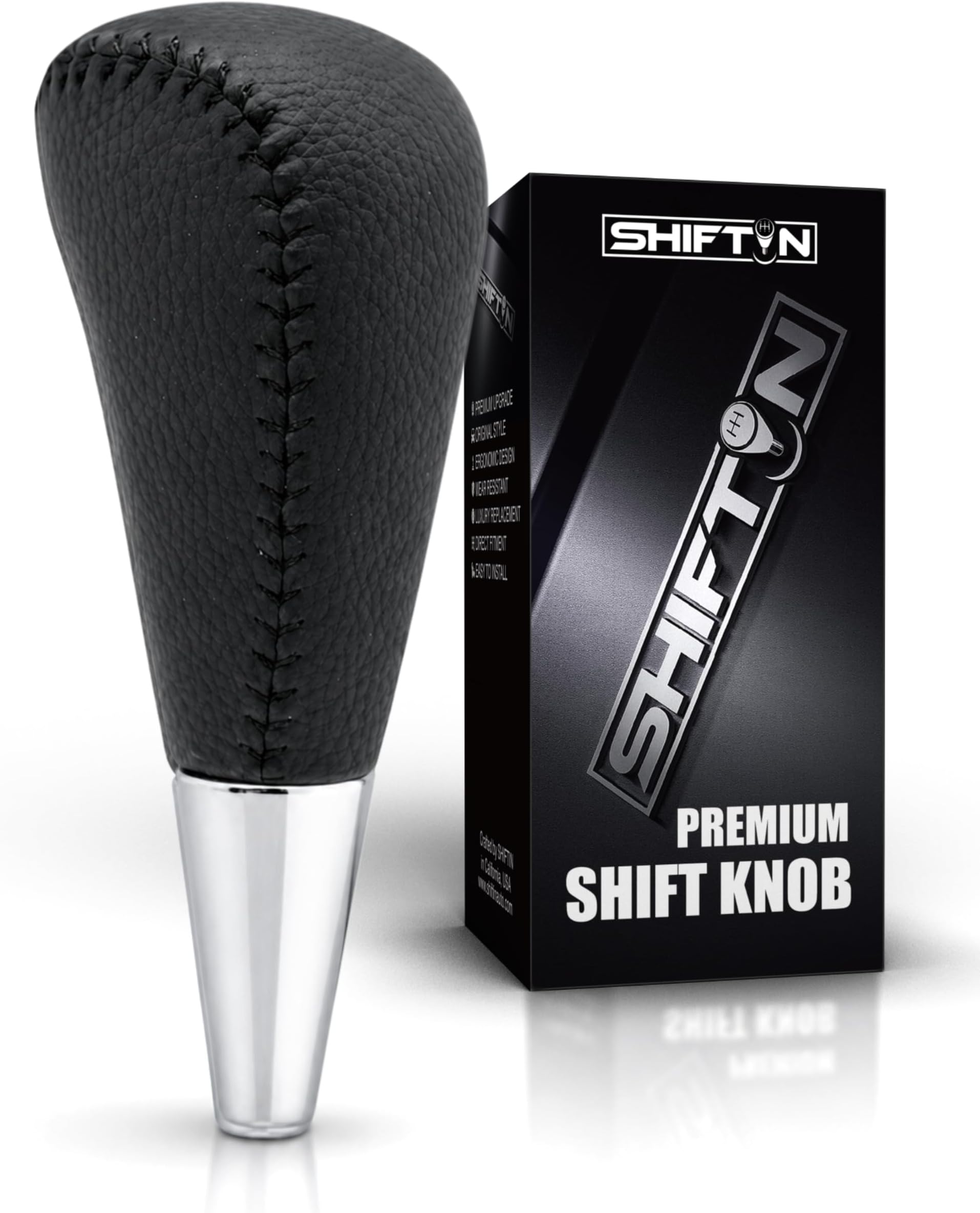 Large Gear Shift Knob fits Toyota 4Runner Sequoia Highlander Tundra Prius-C & Lexus LX-470 LX570 LS-400 LS430 RX330 RX-350 RX400h Mazda Acura Scion 8mm Thread (Large Black Leather)
