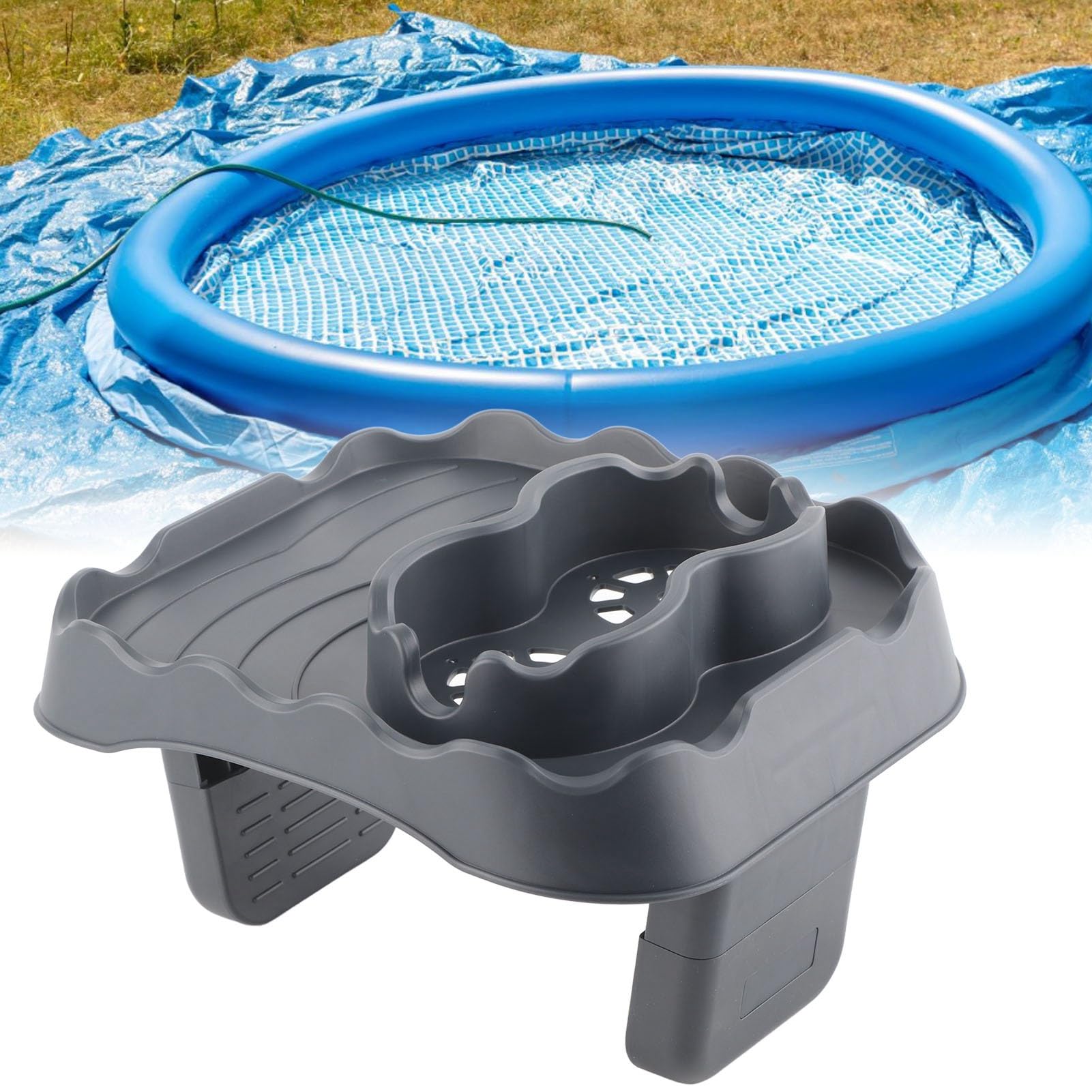 Hot Tub Table Tray Adjustablee Hot Tub Table Tray Hot Tub Accessories with Drain Holes Anti Slip Drink Caddy for Bathtub Spa Outdoor Patio(Gray)