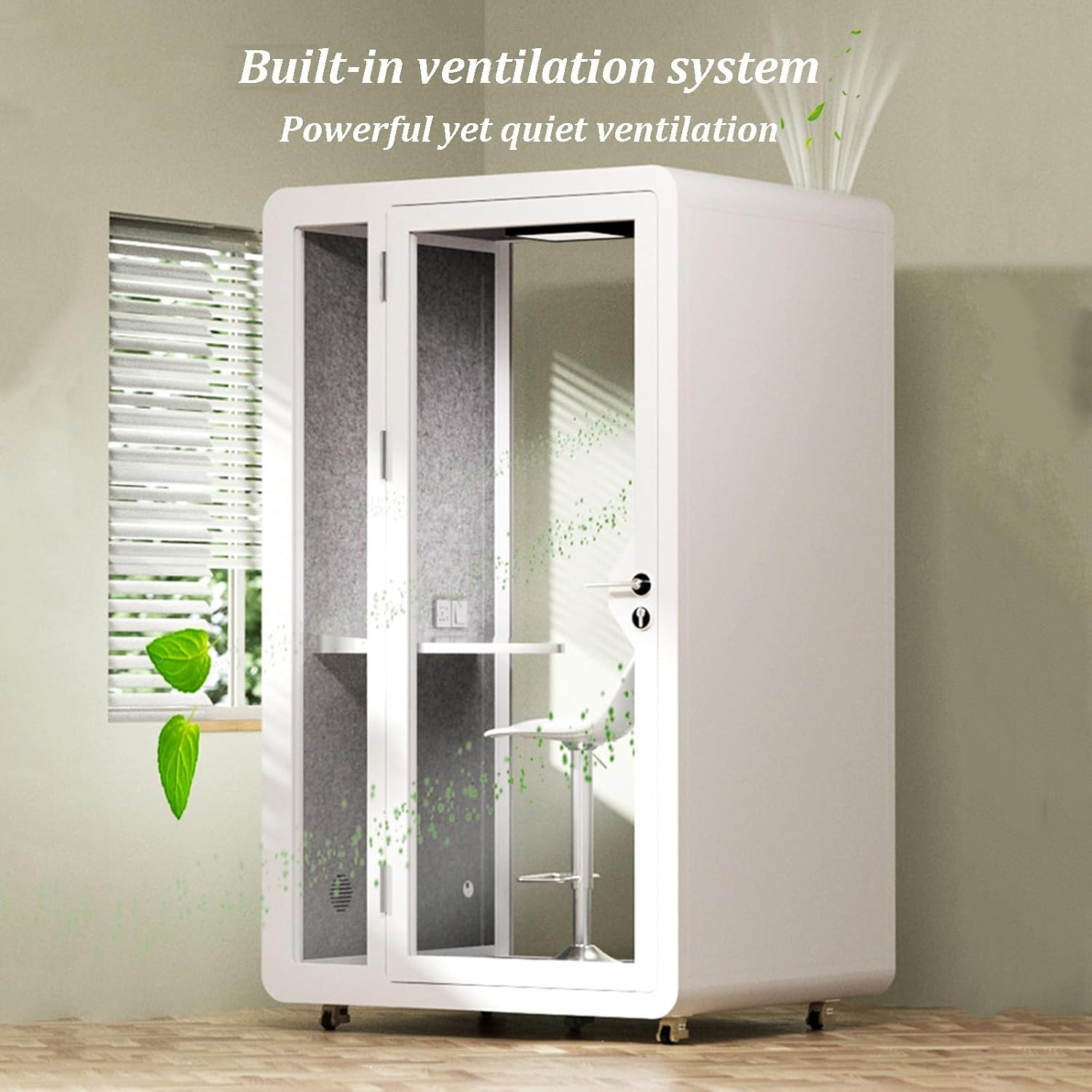 Soundproof Office Pod Booth, Quiet Meeting Pod with Acoustic Panels, LED Lighting, USB Ports, Portable Removable Working Booth for Private Phone Calling, Reading Cabin(Black,100cm)