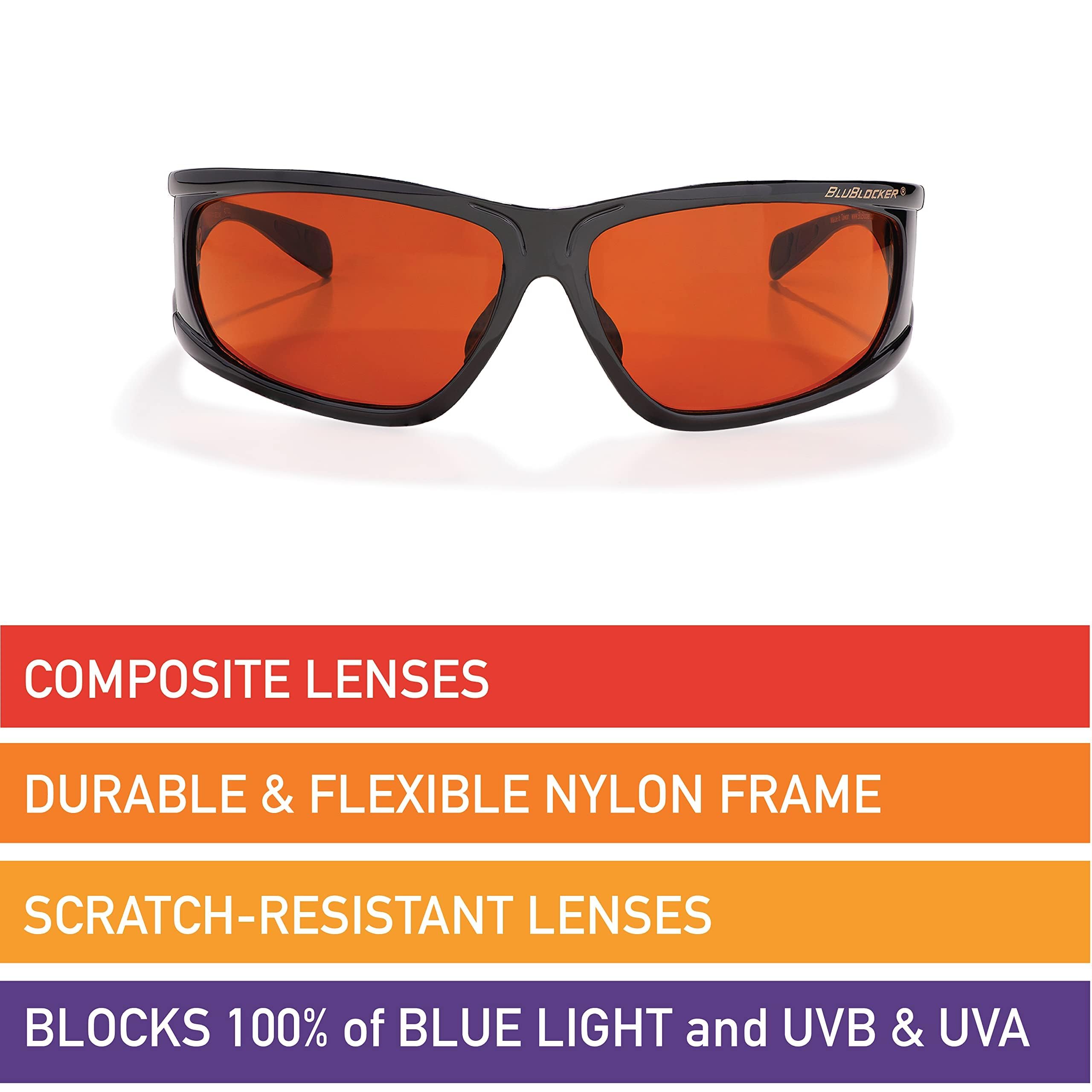 BluBlocker Gafas de sol polarizadas Viper, color negro, 100 % protección UV y luz azul. Agarre de goma., Negro -