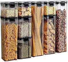 علبة تخزين طعام (7 قطع) بلاستيك للثلاجة وعلبة معكرونة وخزان تخزين متعدد الحبوب وعلب شفافة محكمة الغلق