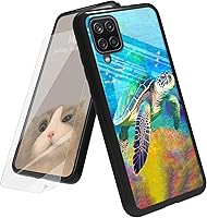 Vista 174 de Funda para Samsung Galaxy A12 5G con protector de pantalla, parte trasera de vidrio templado + TPU de silicona suave que absorbe los golpes