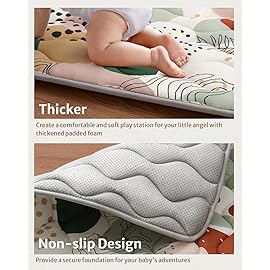 Blissful Diary Portable Baby Play Mats for Floor, Thicker Cushioned Foldable Baby Crawling Mat for Indoor Outdoor, Modern Abstract 43 X 43