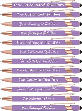 Personalized Metal Ballpoint Pens with Stylus - Custom Engraved Name Or Message Pens for Executives, Teachers, and Students. Ideal Gift for Graduations, Promotions and Events Rose Lavender