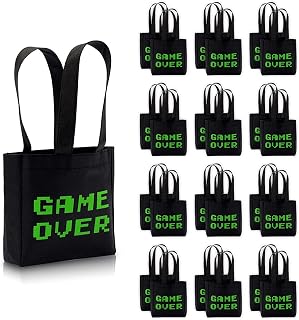 BLUE PANDA VR Party Favor Bags - 6.5" x 7" x 2" Black & Green Pack of 24 - Laser Tag Gift Bags for Boys - Sleepover Favor Sacks