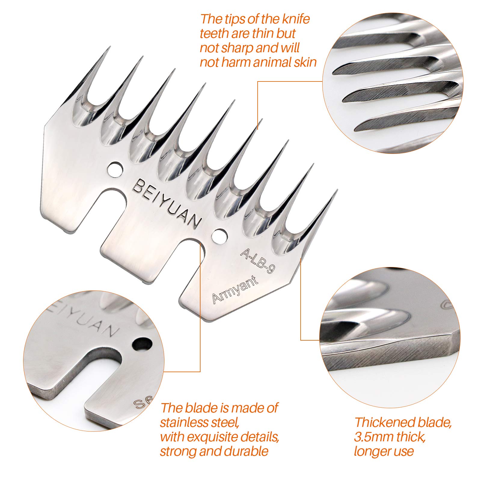Cesoie per Pecore e Capre, Acciaio Inossidabile, 9 Denti, Silver