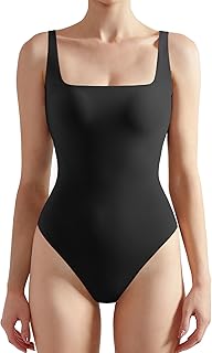 SUUKSESS Women Sexy Square Neck Thong Bodysuit Backless Sleeveless Tank Tops Global Recycled Standard Global Recycled Standard Global Recycled Standard