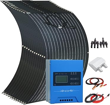 1200W 24V / 48V نظام الألواح الشمسية خارج الشبكة ، 12PCS 100W etfe طقم الألواح الشمسية المرنة للبيت الأخضر مع 60A MPPT Charge Controller / Connectors / Solar Cables / Battery Cables / Cable Entry