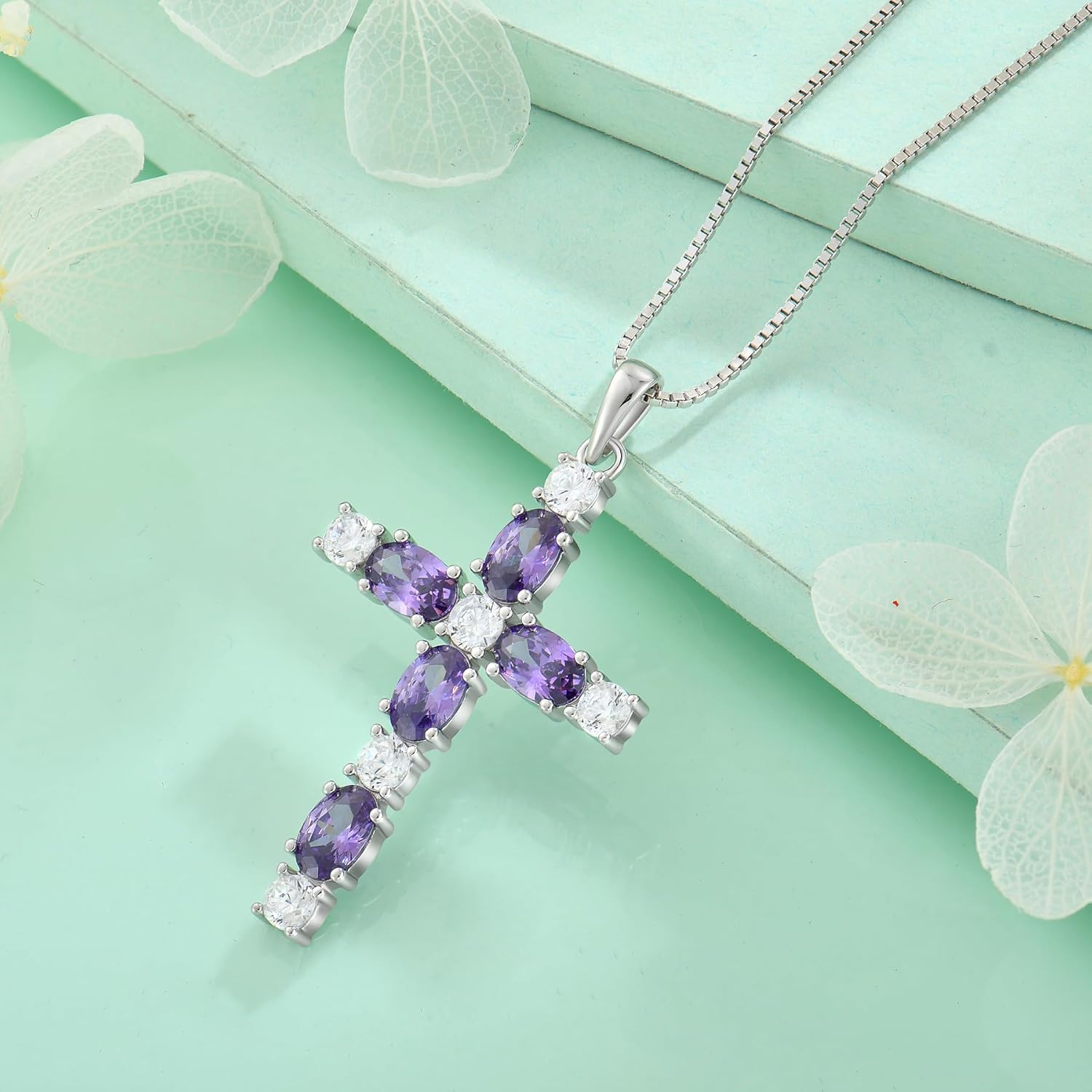 STARCHENIE Cross Necklace for Women 925 Sterling Silver Crucifix Pendant Necklaces Birthstone Jewelry Religious Gift for Her - Image 5