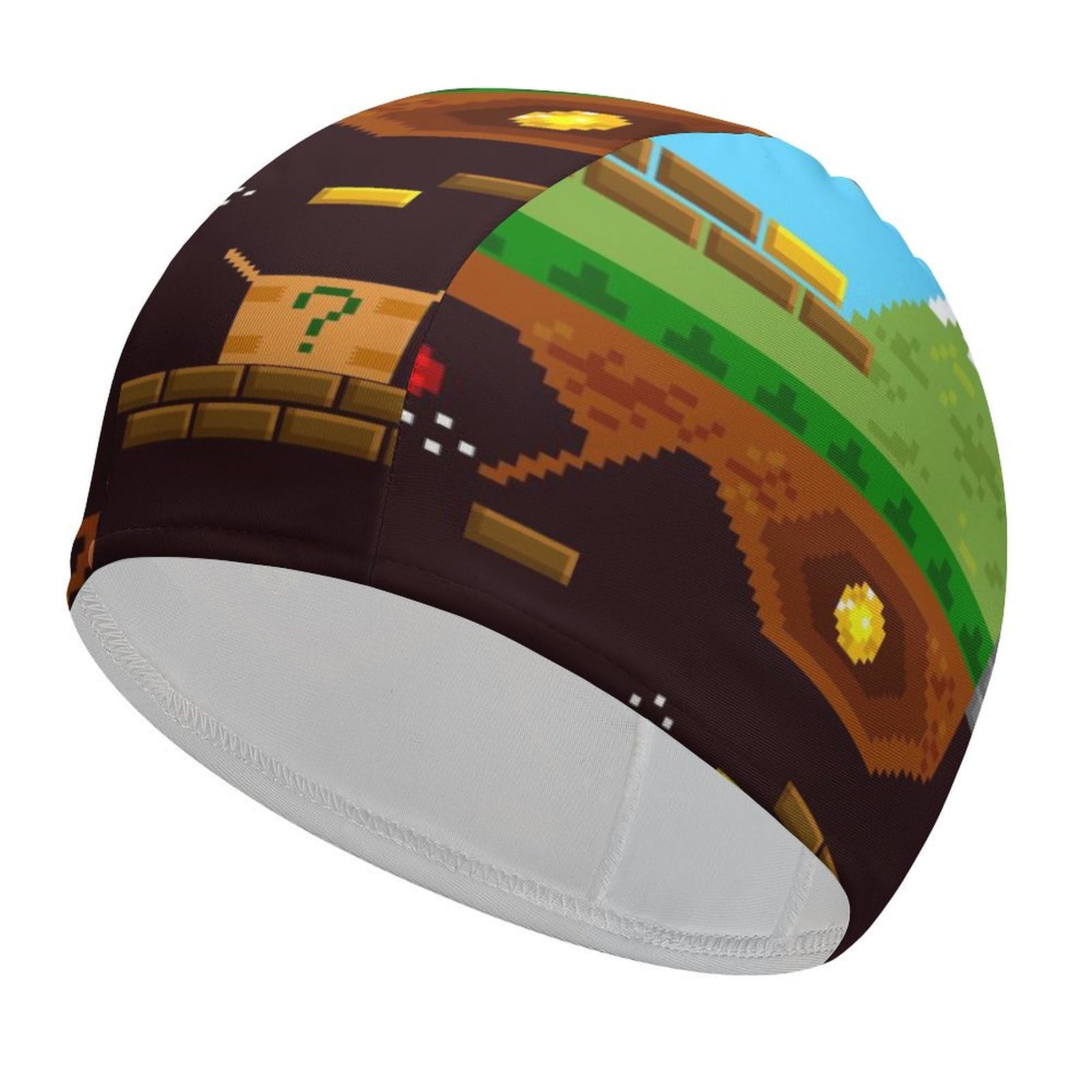 Retro Video Game Playing Unisex Swim Cap Waterproof Swimming Hat for Long and Short Hair Bathing Cap