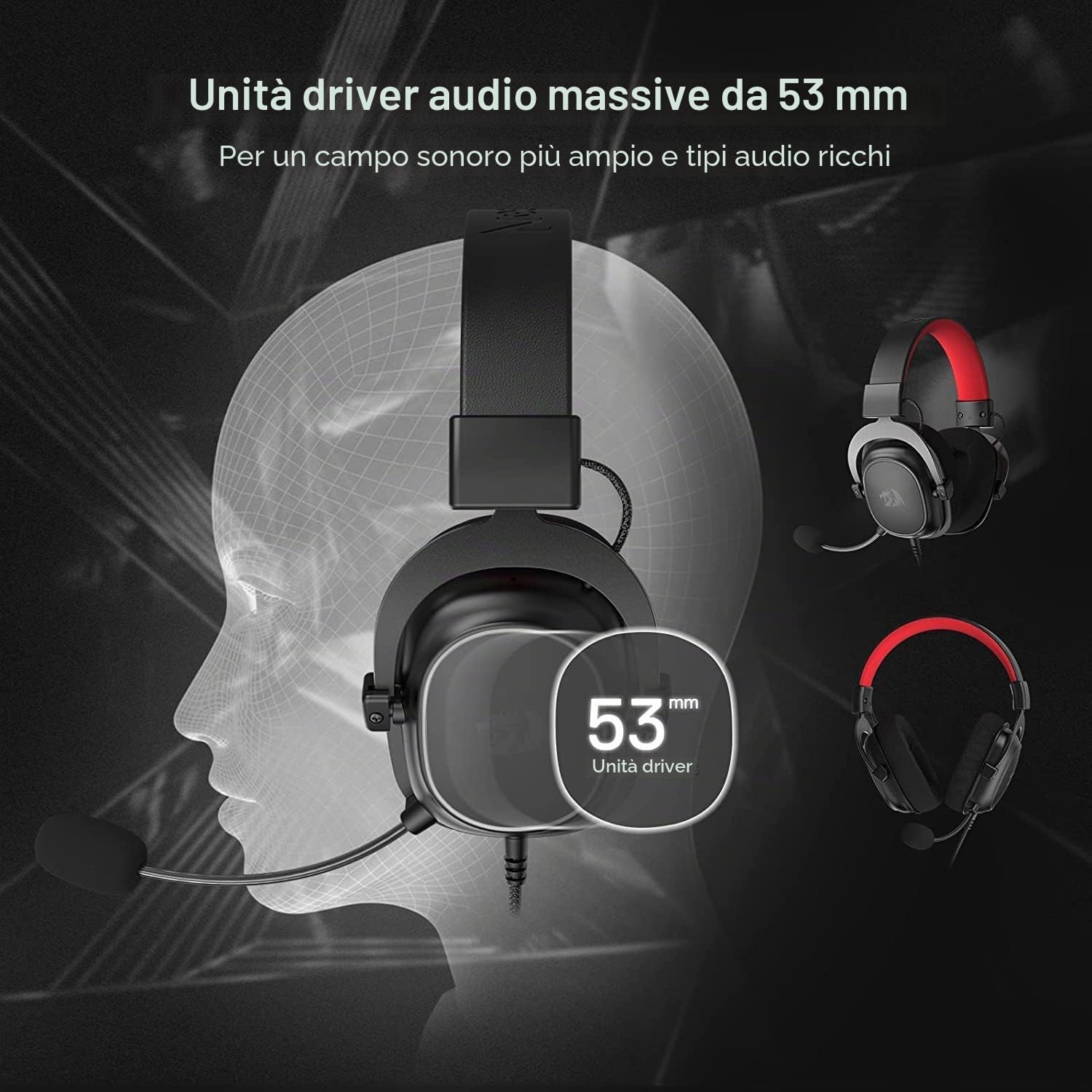 Redragon H510 Zeus Cuffie Gioco Cablato 7.1 53mm Driver RGB | cuffie gioco cablate 7.1 surround cuscinetti memory foam driver 53mm microfono staccabile multipiattaforma RGB