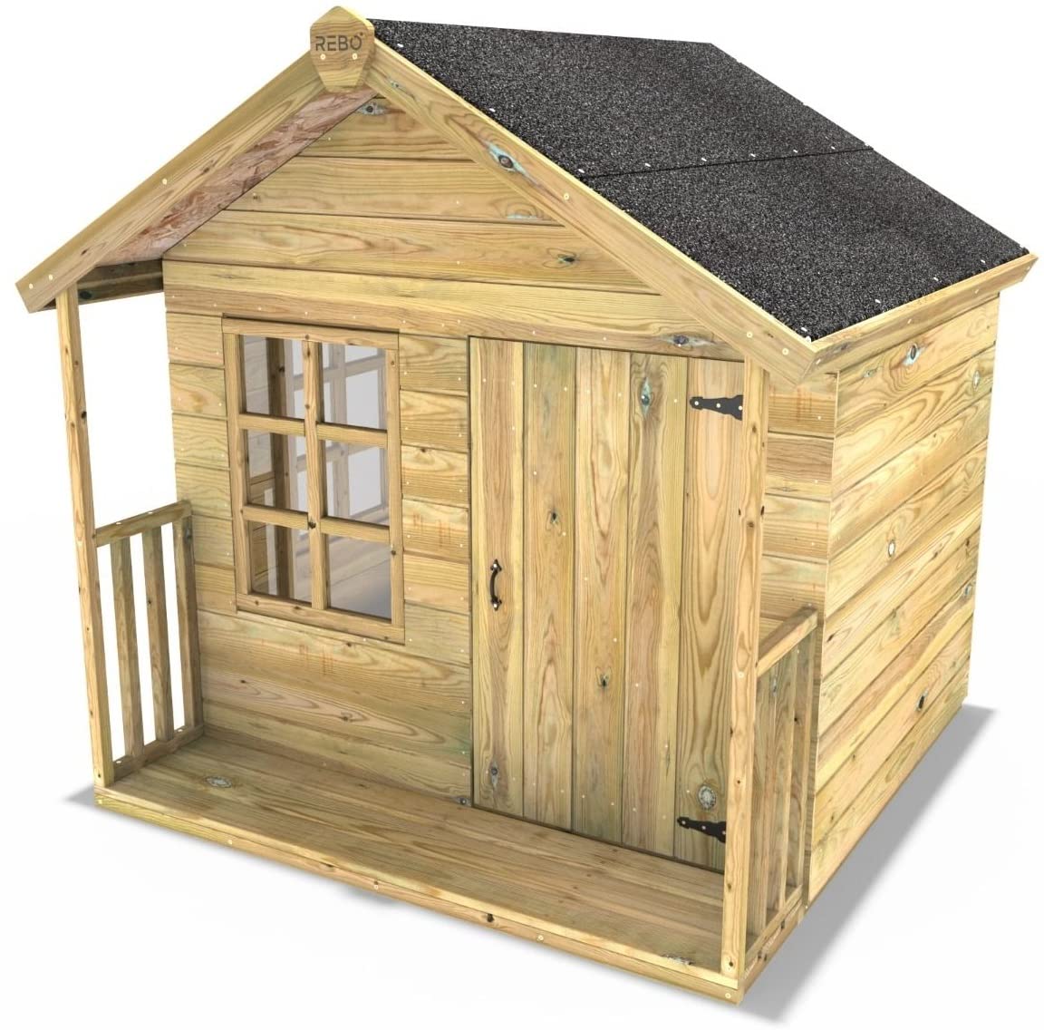 Rebo® 5FT x 5FT Children's Wooden Garden Playhouse - Woodpecker | OutdoorToys | Kids' Outdoor Wooden Garden Wendy House, Children's Play Shed, Weather Resistant
