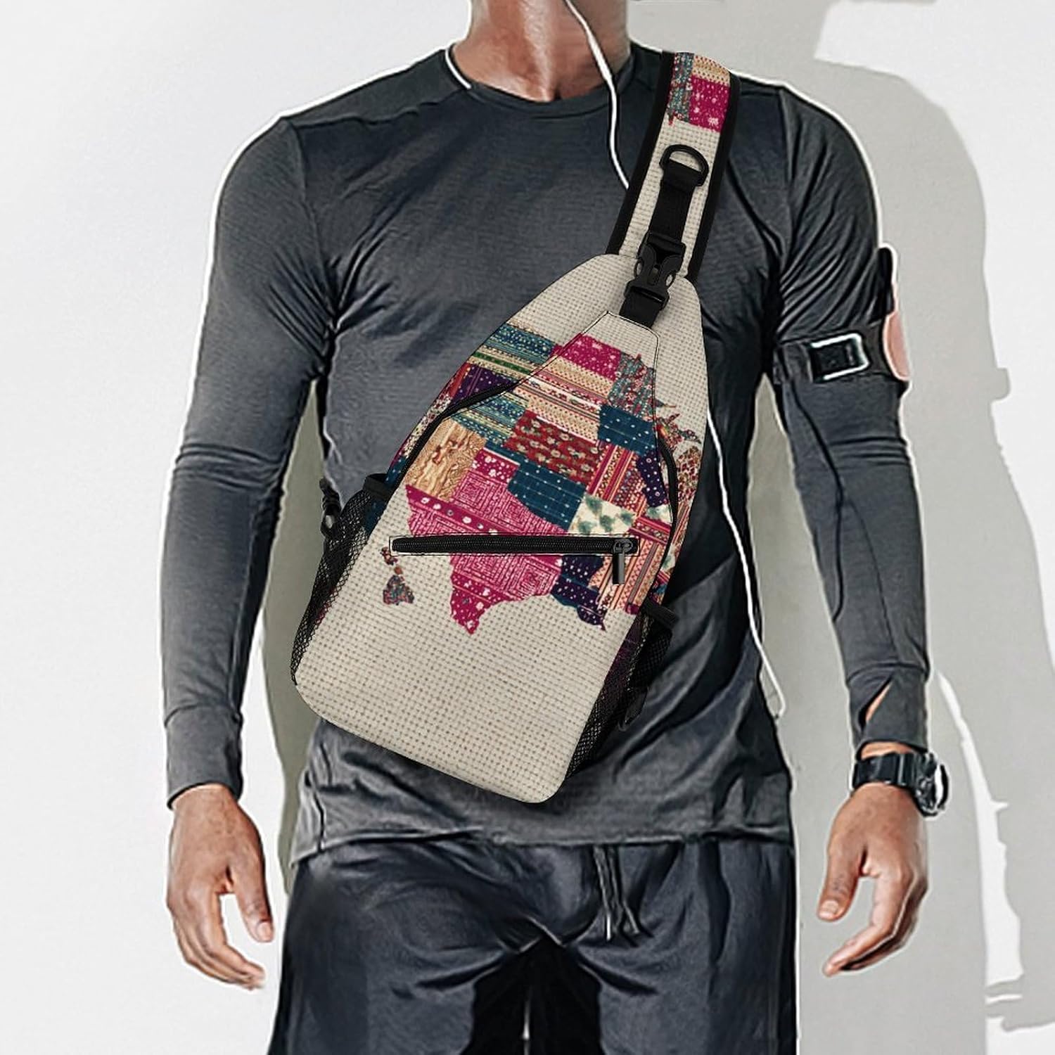 Composite Map Sling Crossbody Bag Lightweight Chest Shoulder Backpack for Outdoor Sports