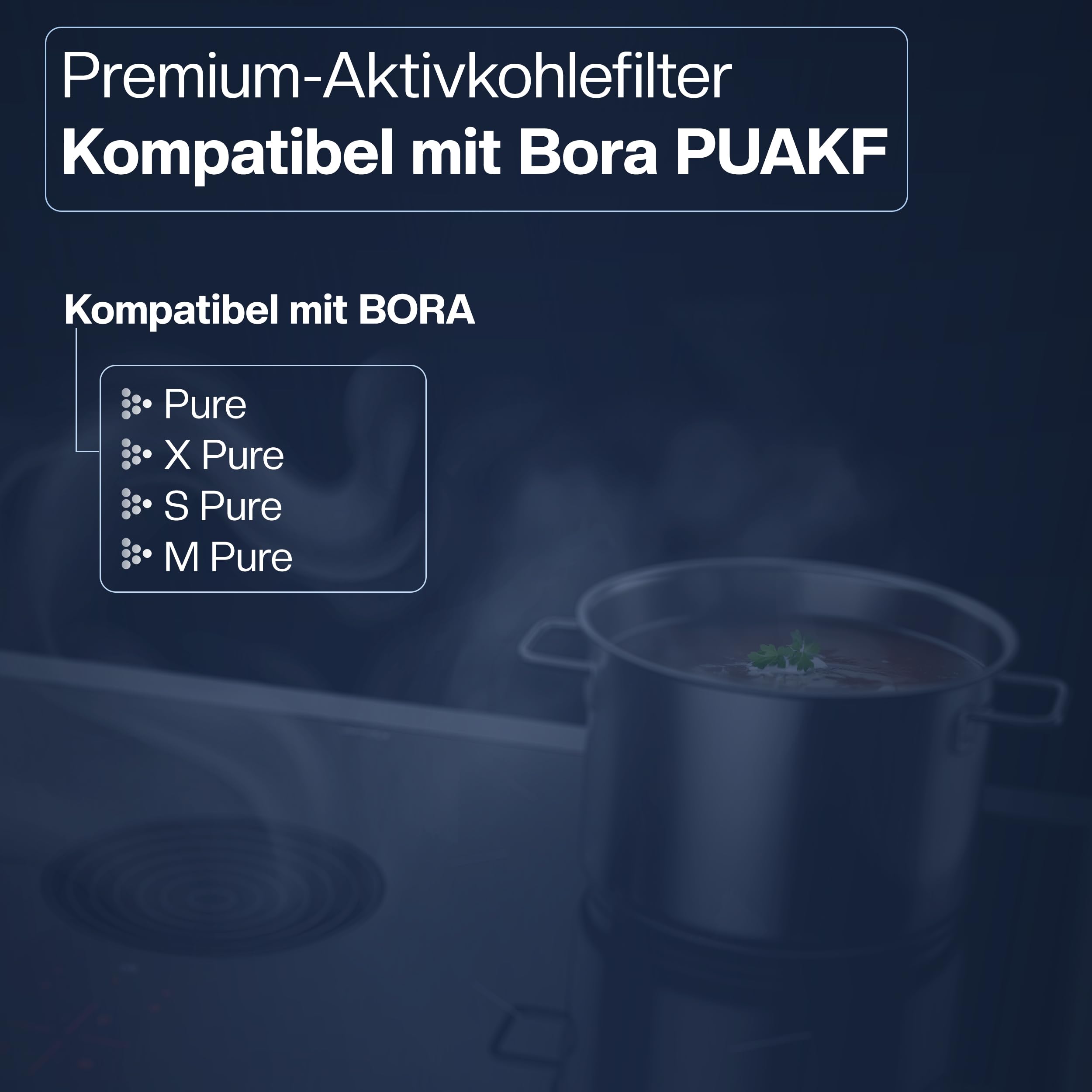 1 Aktivkohlefilter für Bora Pure [S,M,X - ersetzt PUAKF] Ersatzfilter für Umluftbetrieb gegen Gerüche, Fett & Schmutz