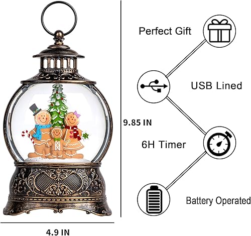 Miniatura 138 de Globo de nieve de Navidad, escena cardenal iluminada, linterna musical de agua de nieve, decoración navideña brillante y regalo para familiares
