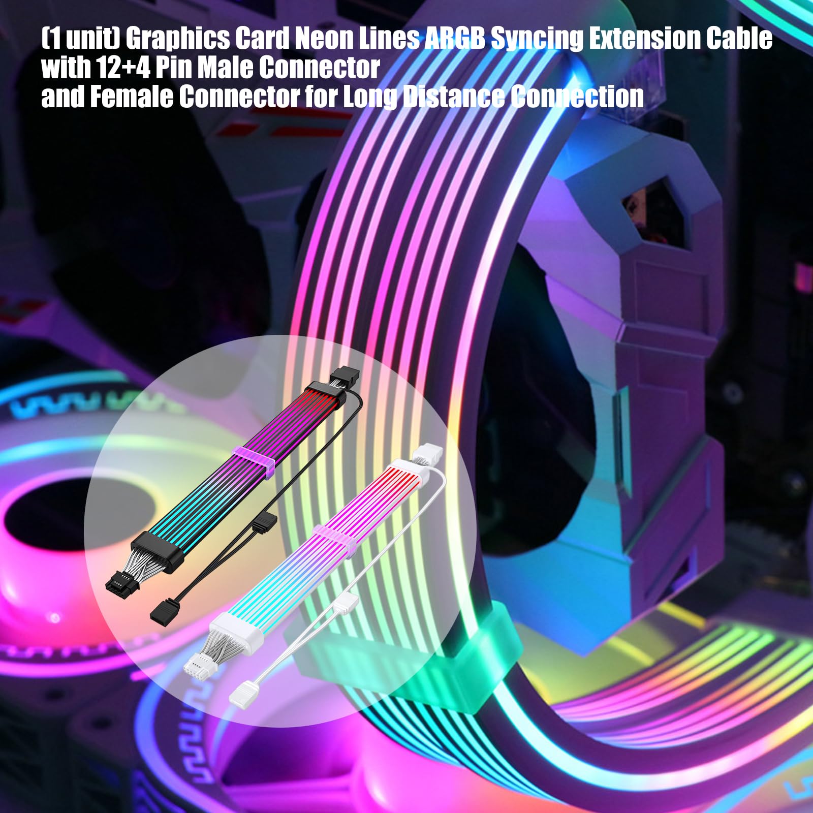 Cavo prolunga per Scheda Grafica GPU ARGB da 35 cm Design a 12 + 4 Pin Facile Installazione e luci Cavo prolunga GPU ARGB