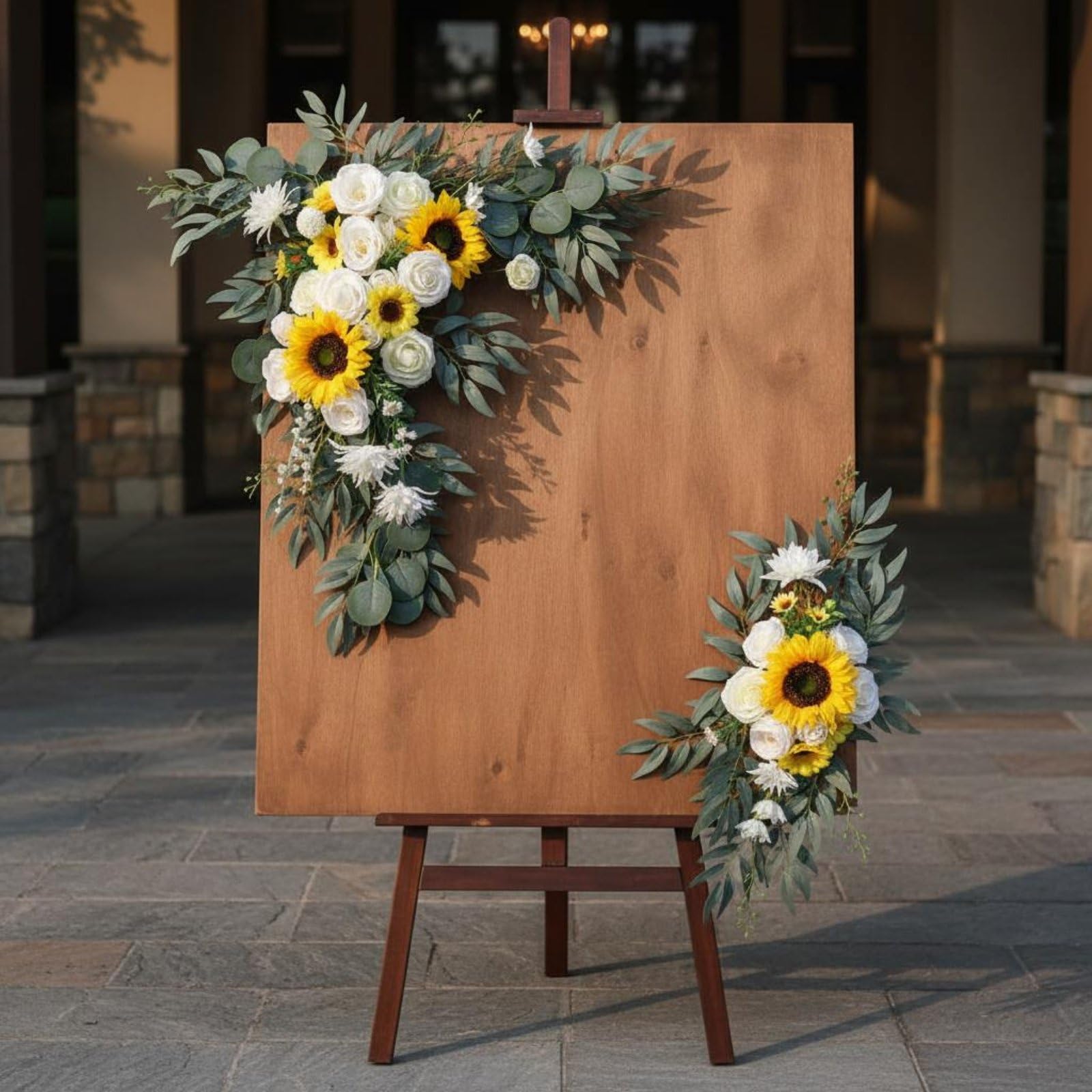 Arch Wreath Composizione da 2 Pezzi con Fiori di Seta E Foglie Finte per Nozze All'aperto Sfondo Decorativo per Banchetto Ornamento per Segno di Benvenuto