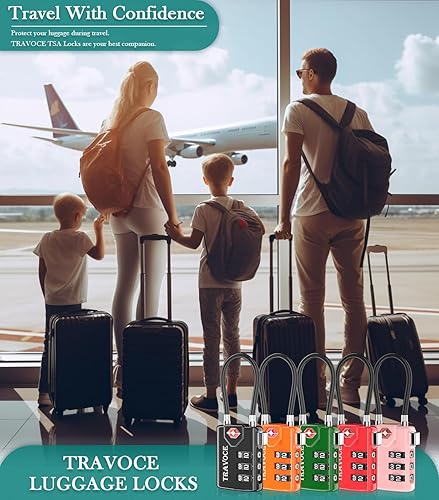 Miniatura 3 de Search Alert TSA - Cerraduras de cable de equipaje combinadas de viaje para maleta, casillero de gimnasio, caja de herramientas, mochila de 1, 2, 4,