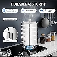 Vista 2 de 5-Tier Stainless Steel Steamer Meat Vegetable Cooking Steam Pot Kitchen Tool with Stackable Pan and Lid for Steaming Pasta Dumplings and Vegetables
