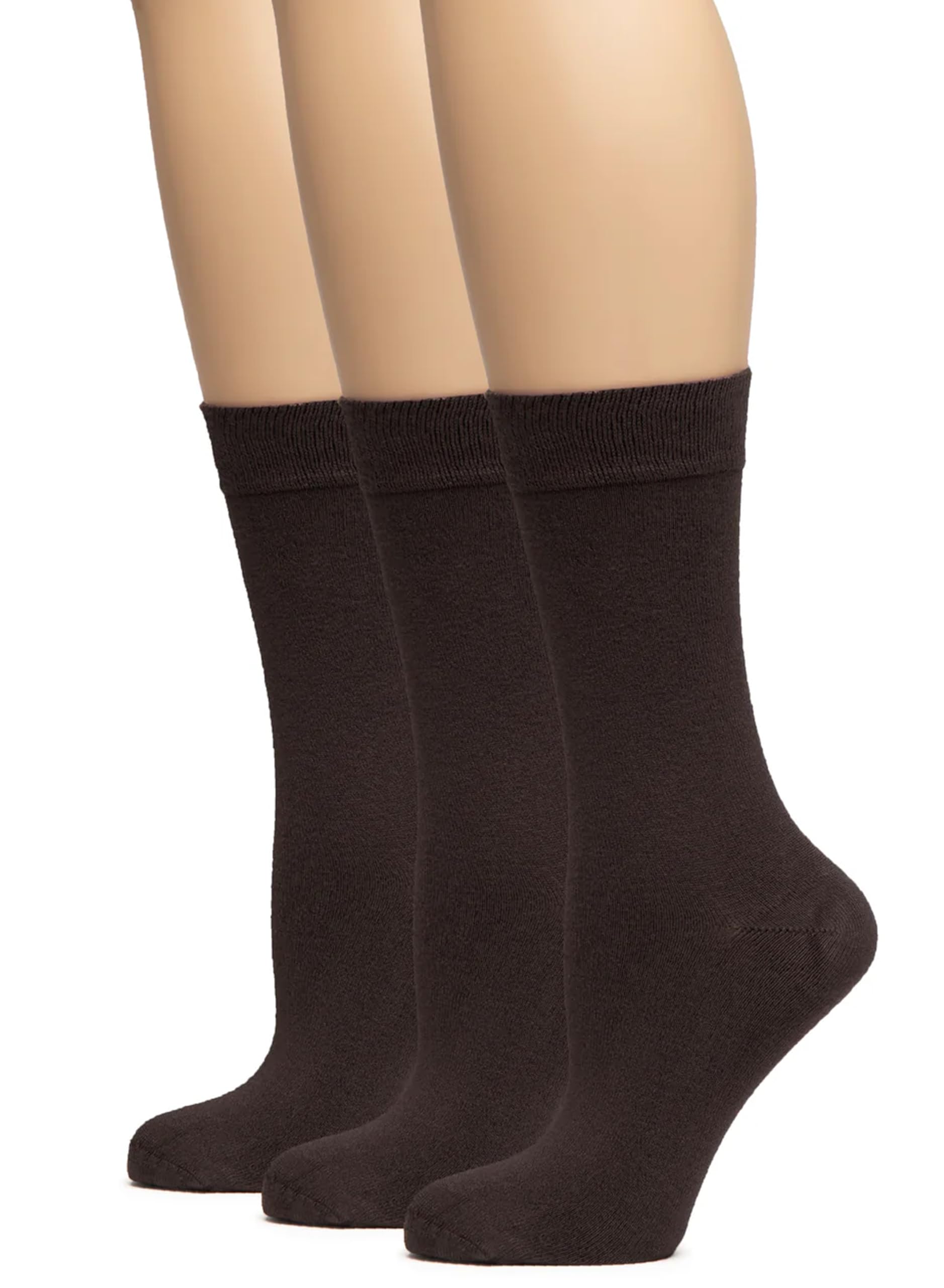 Hugh Ugoli Women's Thin Soft Rayon Derived from Bamboo Crew Socks for Dress, Trouser, Seamless Toe &amp; Non-Binding, 5-8/9-11