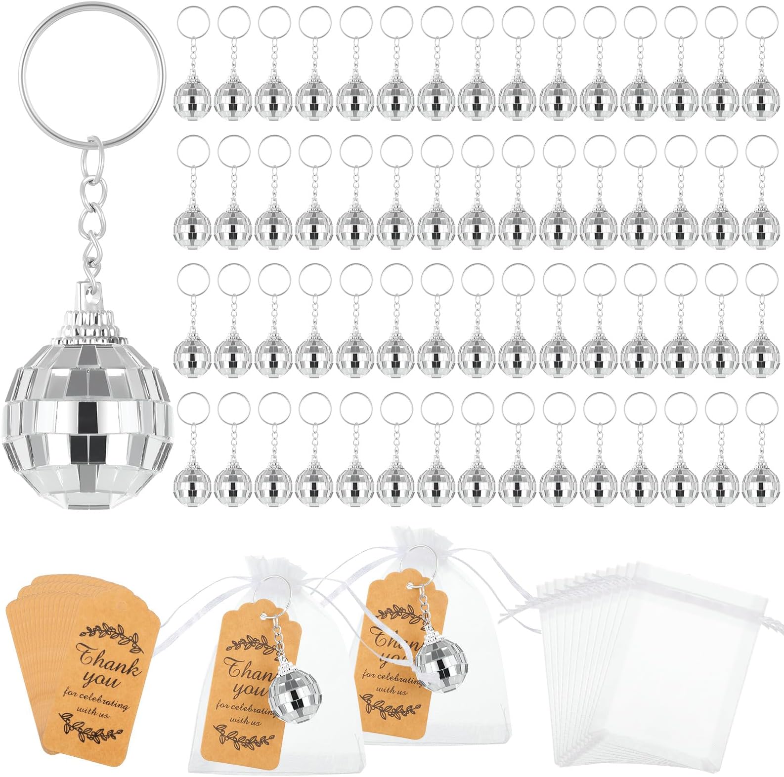 Disco Ball Keychain, 12 Pieces Disco Ball Party Favors