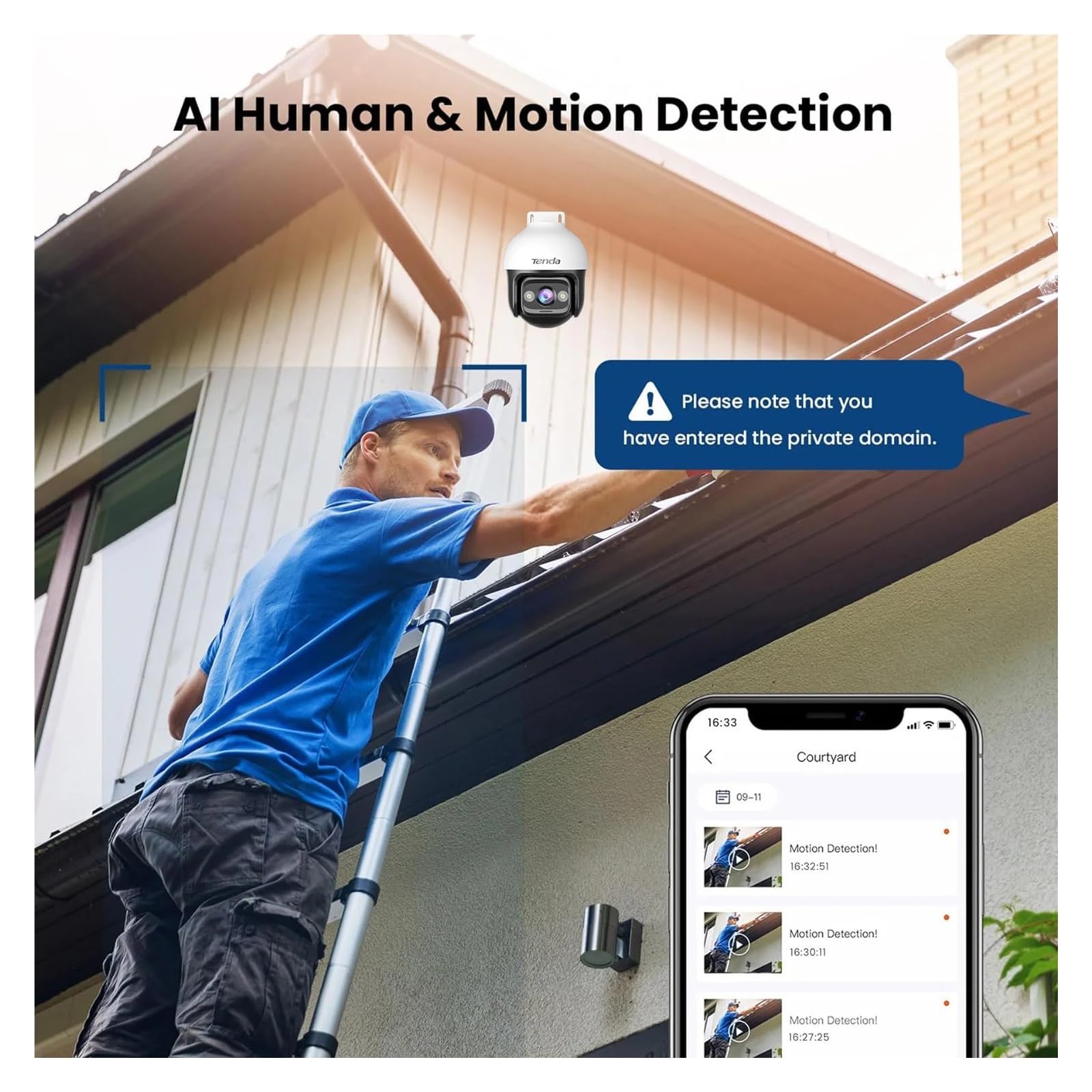 Kit de caméra de sécurité extérieure WiFi PTZ 6PCS 5MP
