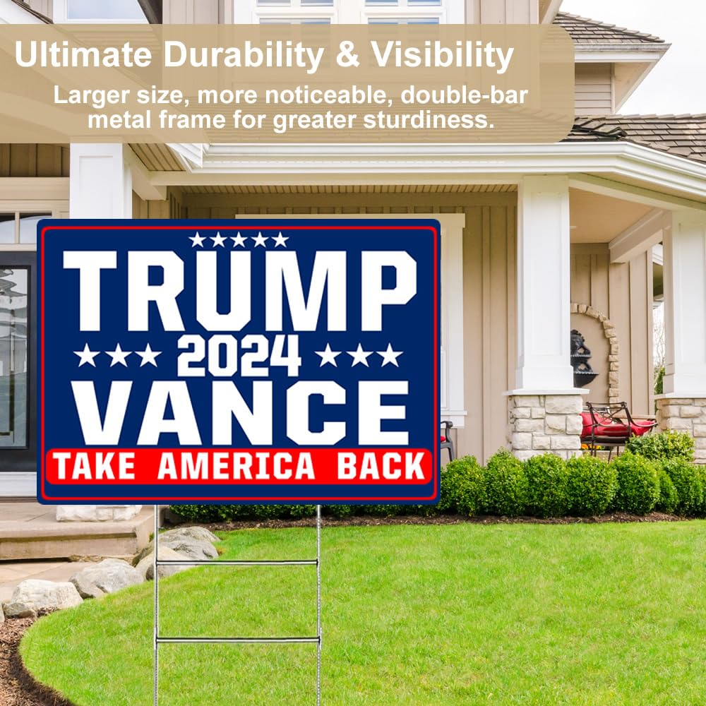 Probsin Trump Vance 2024 Cartello da cortile 30,5 x 43,2 cm, blu su