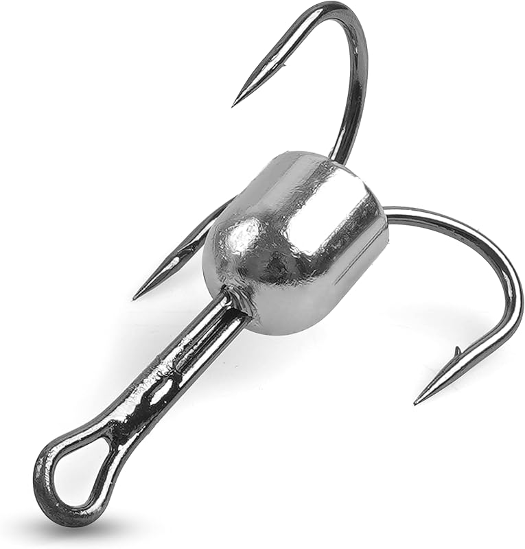 SILANON Snagging Hooks Weighted Treble Hooks,5pcs Large Weighted Treble Fishing Hooks Bunker Snag Hooks with Weight for Baitfish Trout Salmon 5/0 6/0 8/0 10/0
