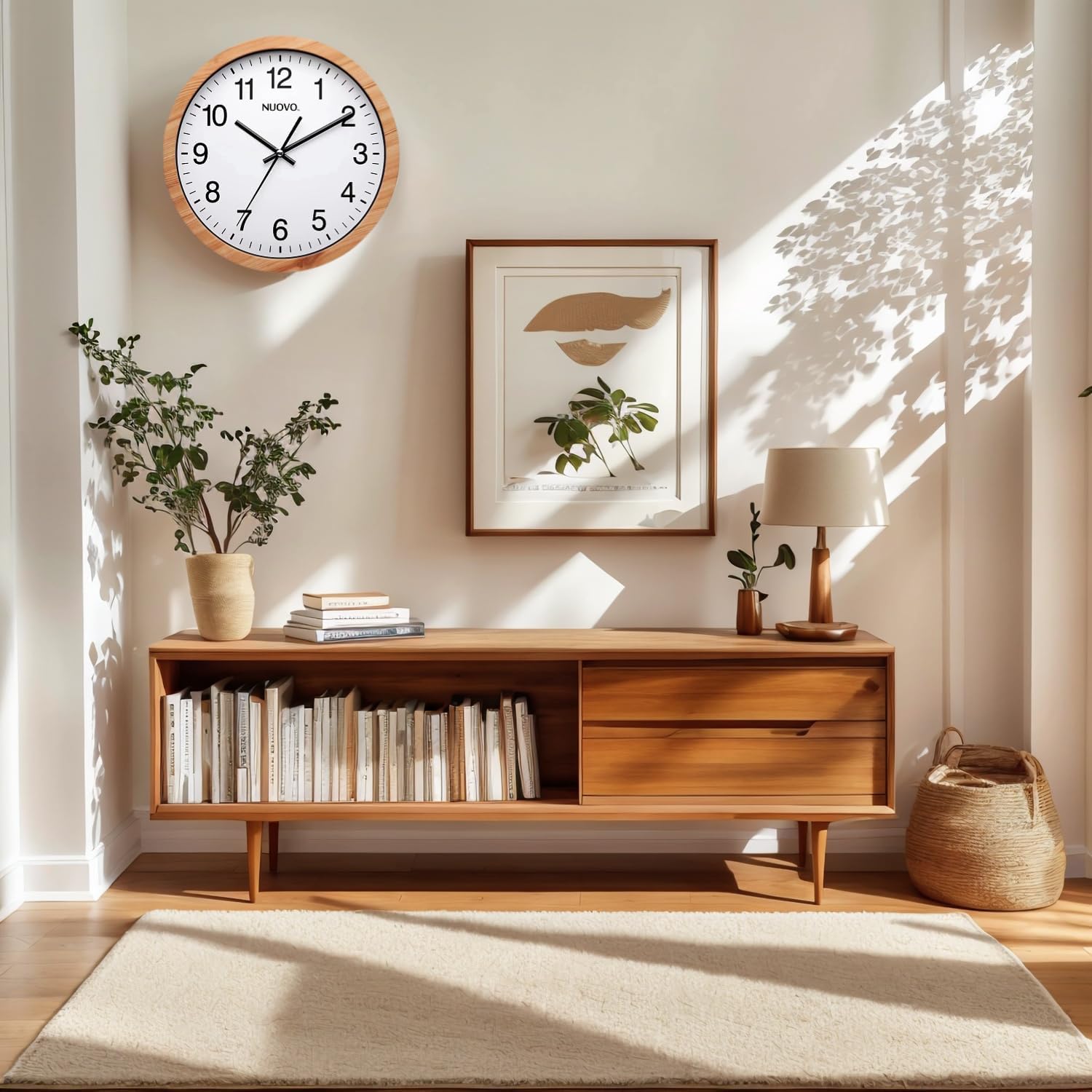 NUOVO Reloj de pared redondo de grano de madera de 40 cm (40 cm)