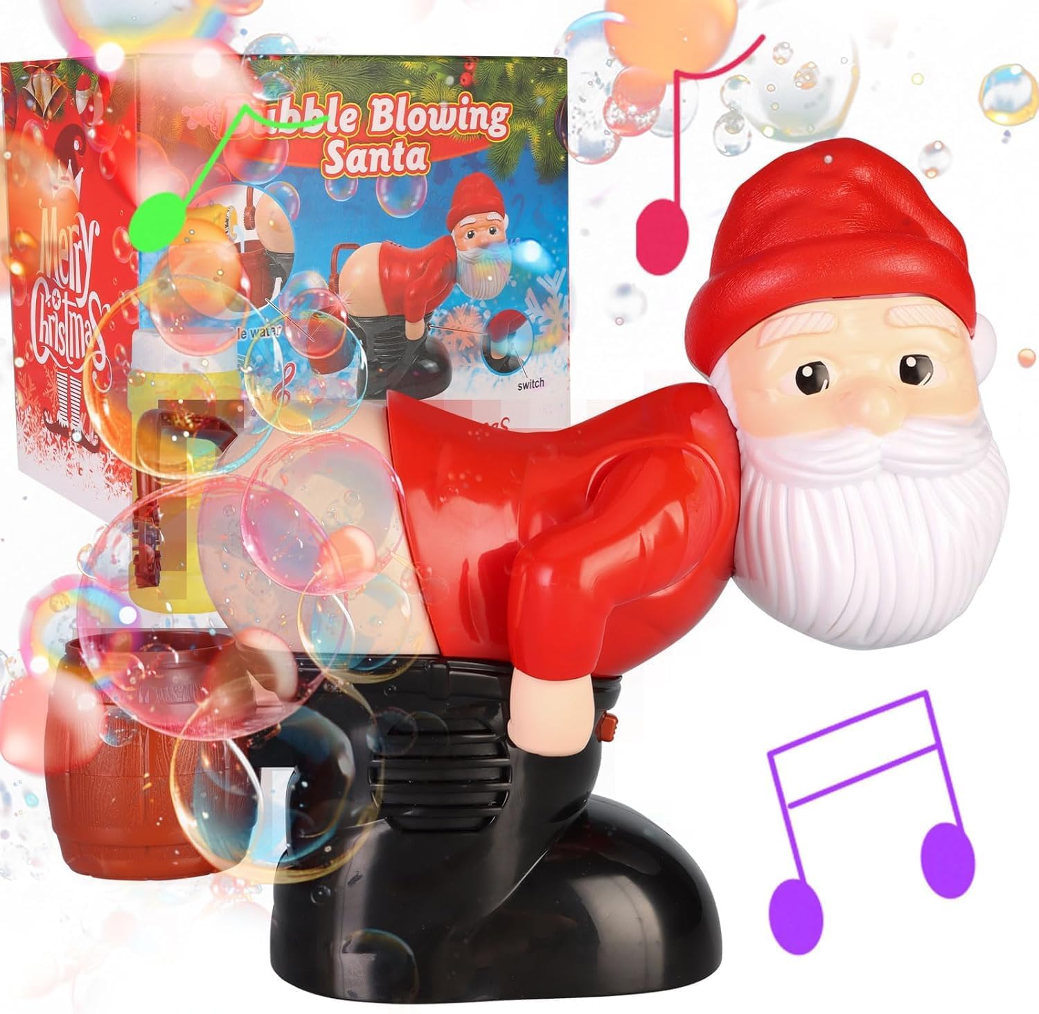 Funny Bfarting Santa Bubble Blower Toy with Music & Lights – Bubble Farting Santa, Hilarious Christmas Stocking Stuffer Gift for Adults