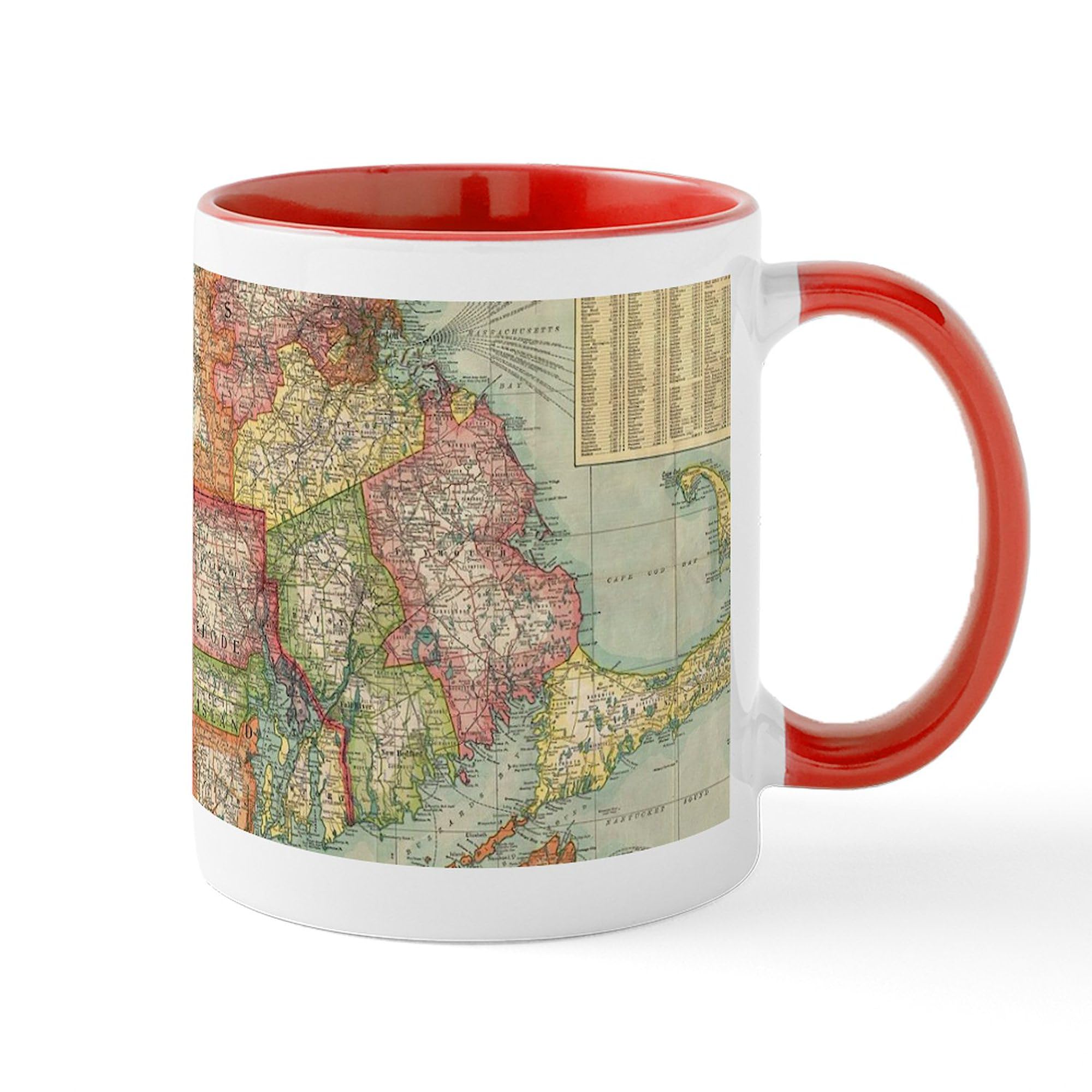 Amazon.com | CafePress Vintage Map Of New England States (1900) Mugs 11 oz  (325 ml) Ceramic Coffee Mug: Coffee Cups & Mugs