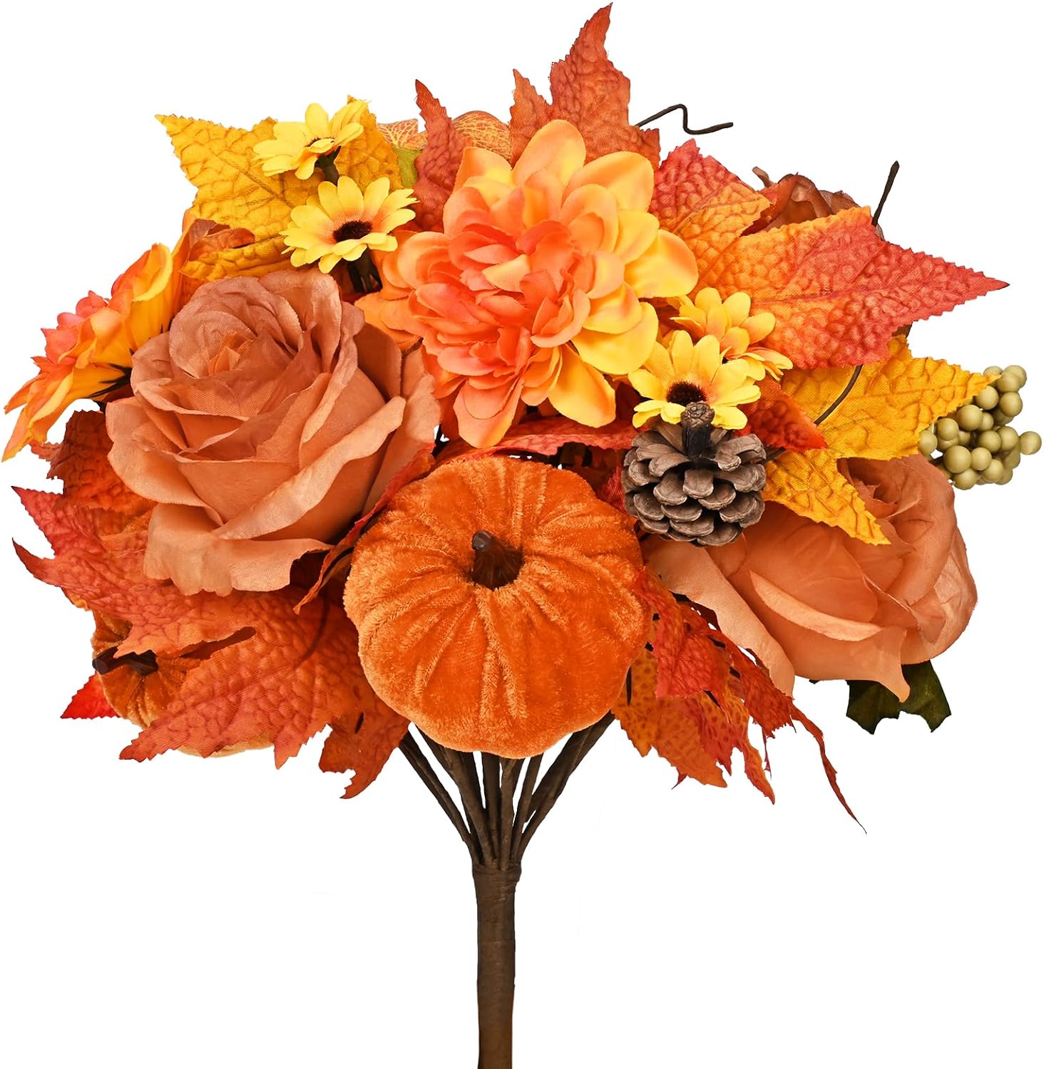 Fall Decor Artificial Fall Flowers, Fake Roses Pumpkins for Autumn Decor, Faux