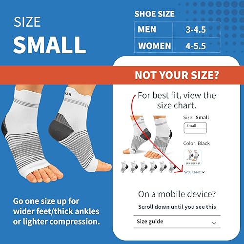 Miniatura 3 de Calcetines para fascitis plantar (6 pares) para hombres y mujeres, mangas de compresión para pies con soporte de arco y tobillo (blanco, pequeño)