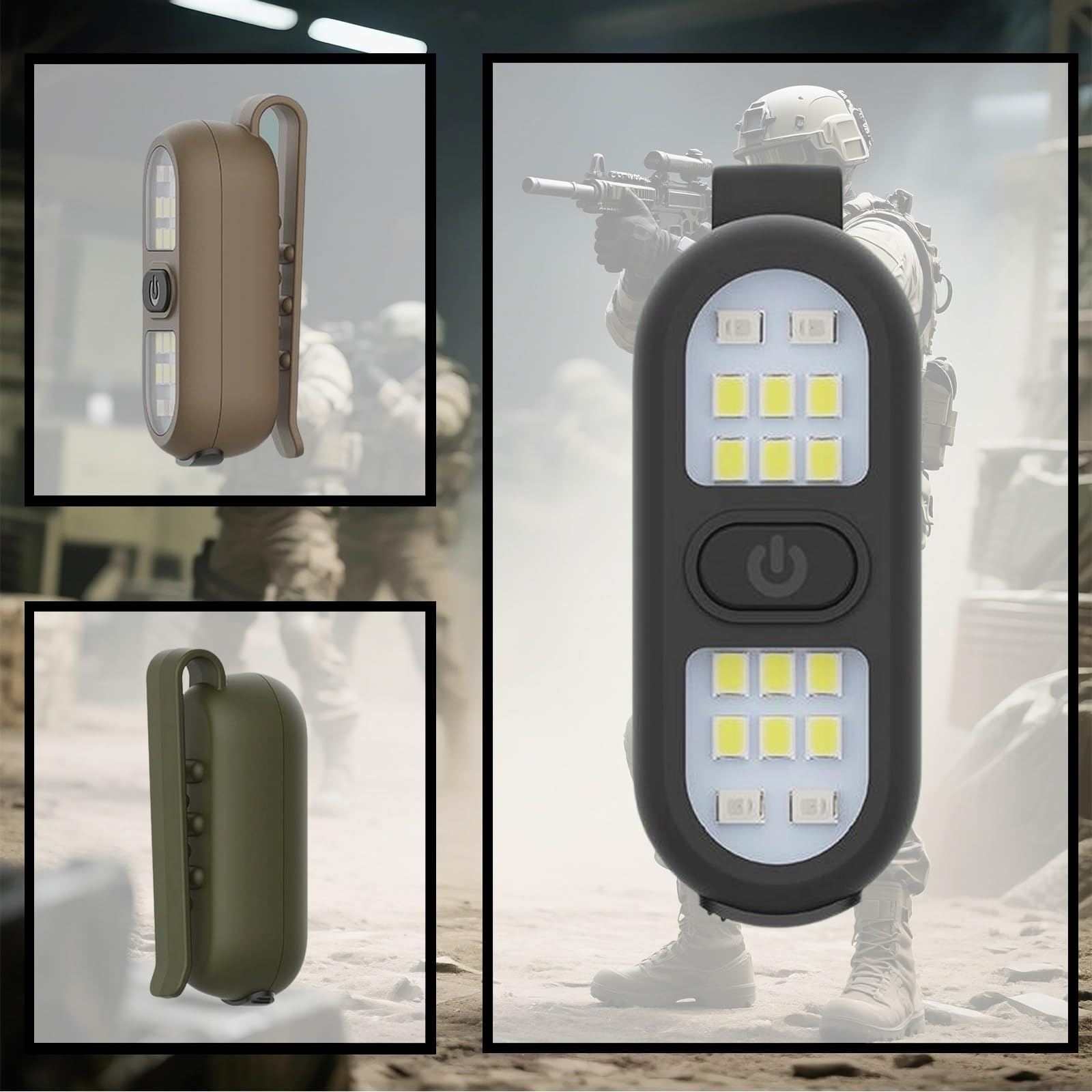 Lampes de nuit d'extérieur étanches et rechargeables, lampe de poche à clipser pour lampe de poche LED mains libres (vert)