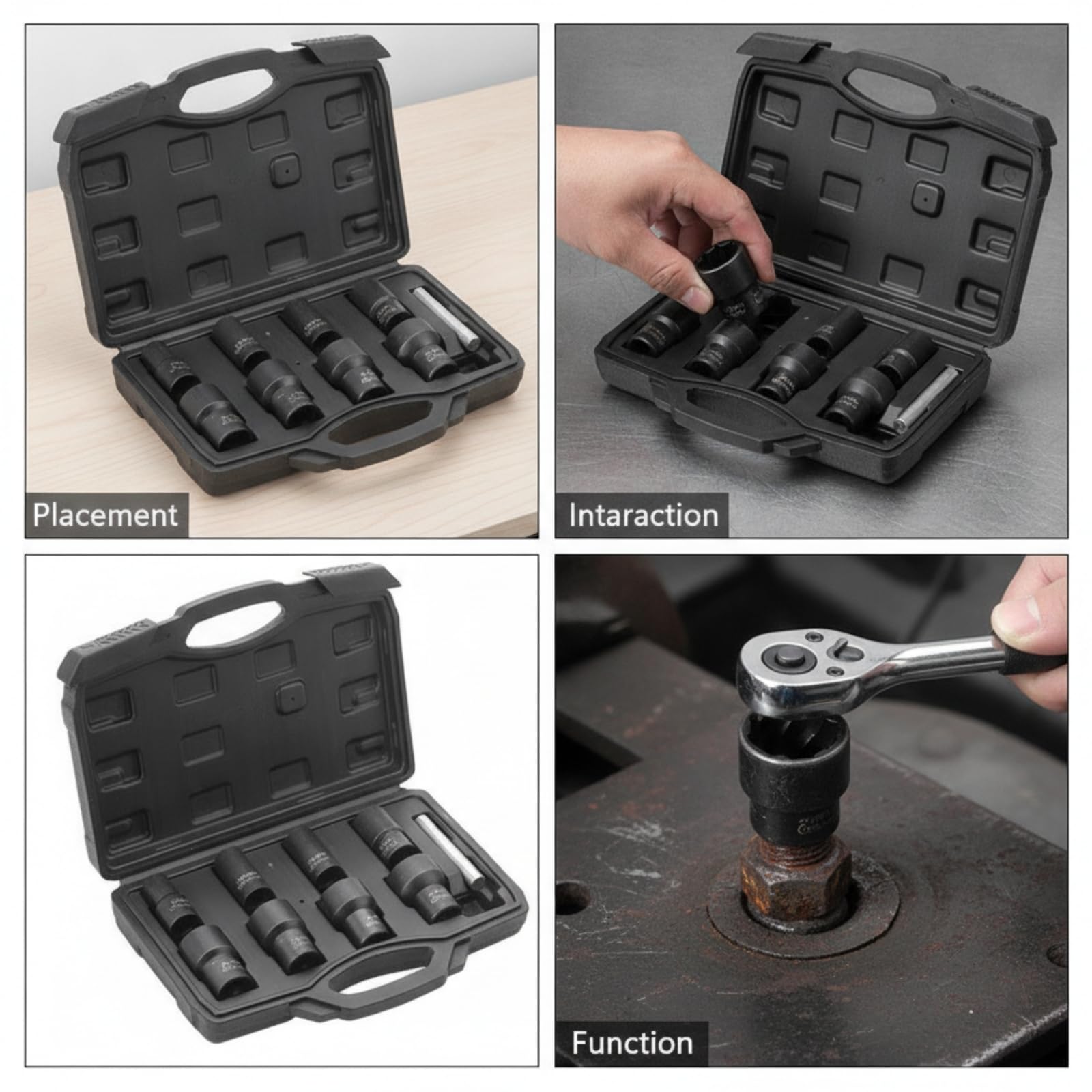 Juego Extractor de Tuercas y Pernos Vaso Extractor Herramienta Tornillos Removedor de Pernos Acero Endurecido con Diseño Estriado y Marcas Legibles