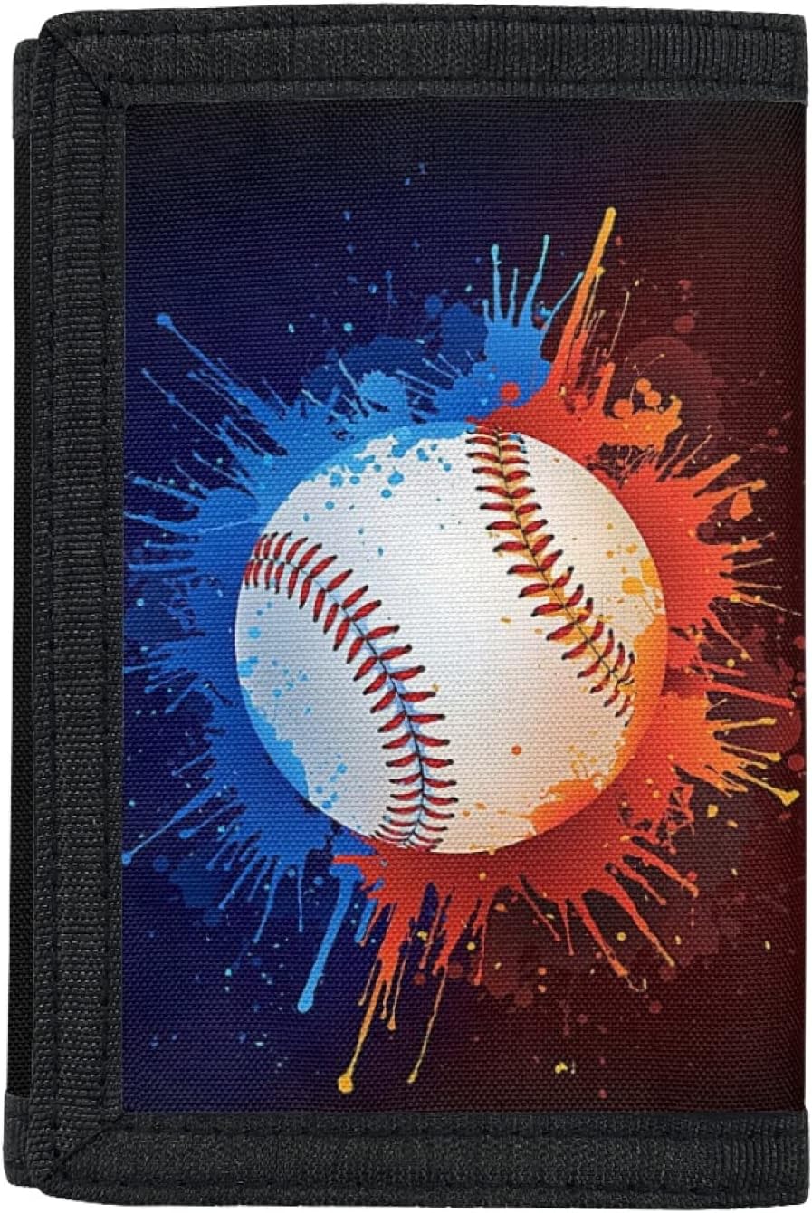 RnyleegBirthday Gifts Wallet,Kids Wallets for Boys,Sport Baseball RFID Trifold Canvas Outdoor Sports Wallet for Kids,ID Window Purse for Women